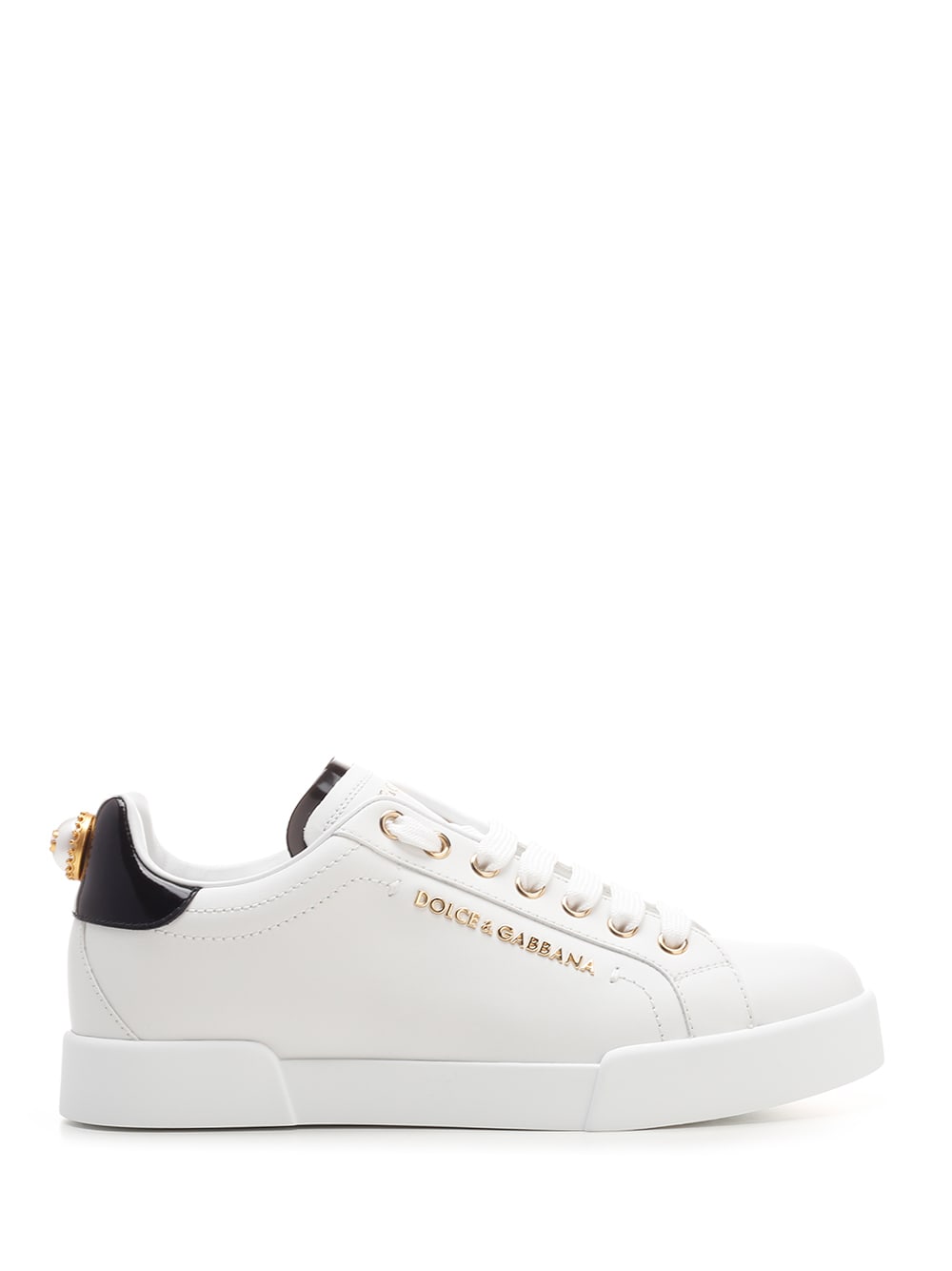 Shop Dolce & Gabbana Embellished Sneakers In Bianco Oro