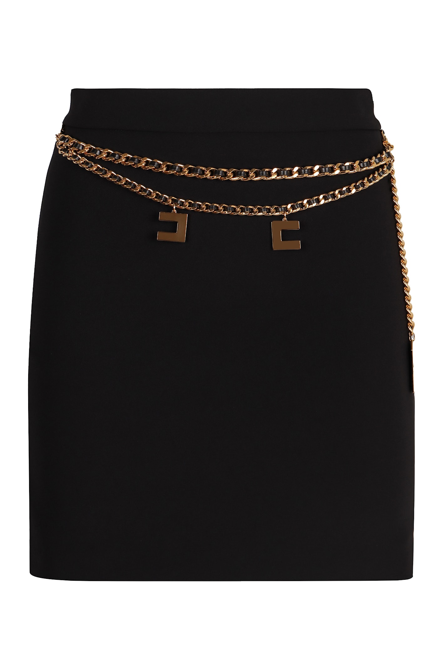 Shop Elisabetta Franchi Crepe Mini Skirt  In Black