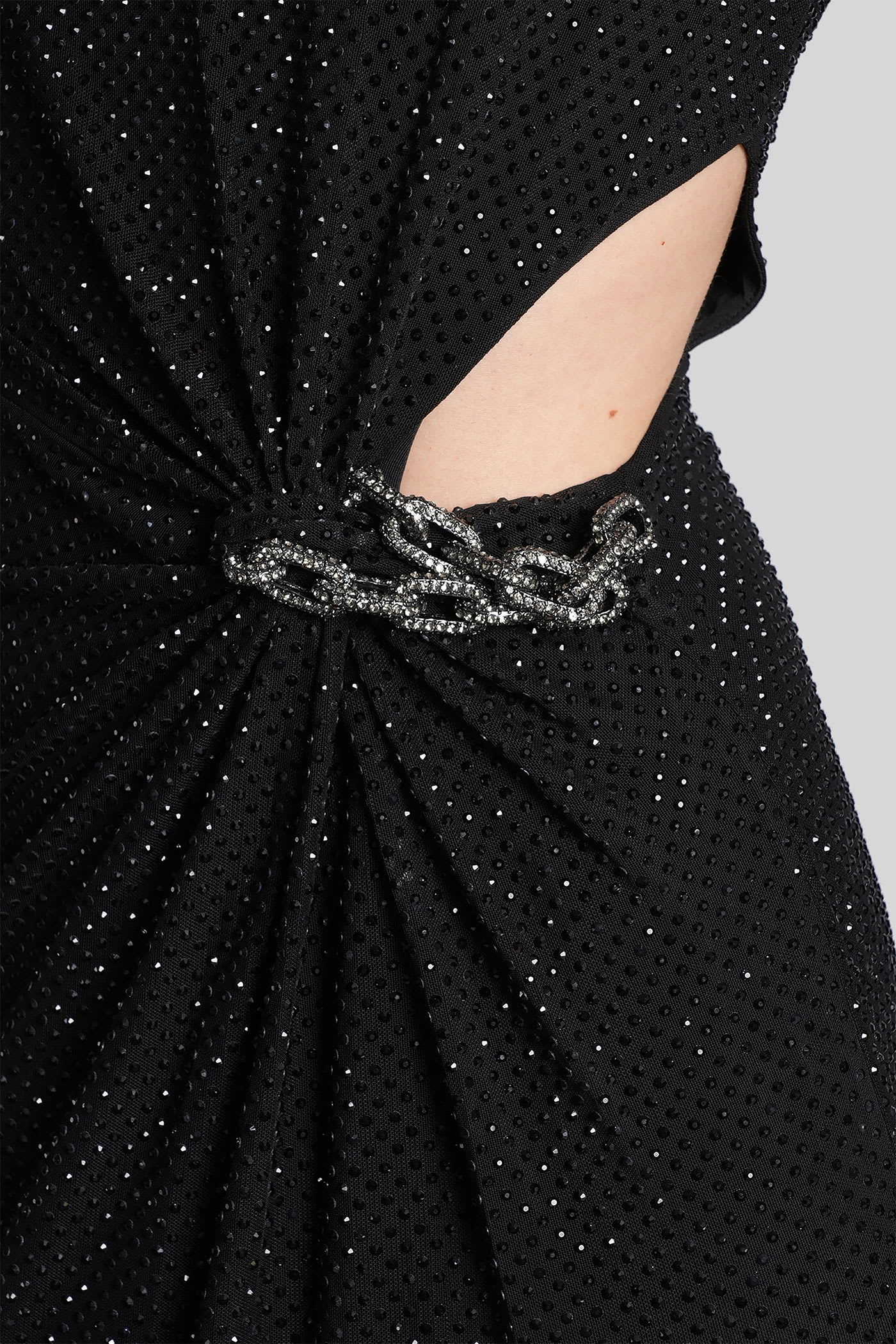 Self-portrait Rhinestone-embellished Maxi Dress In Black
