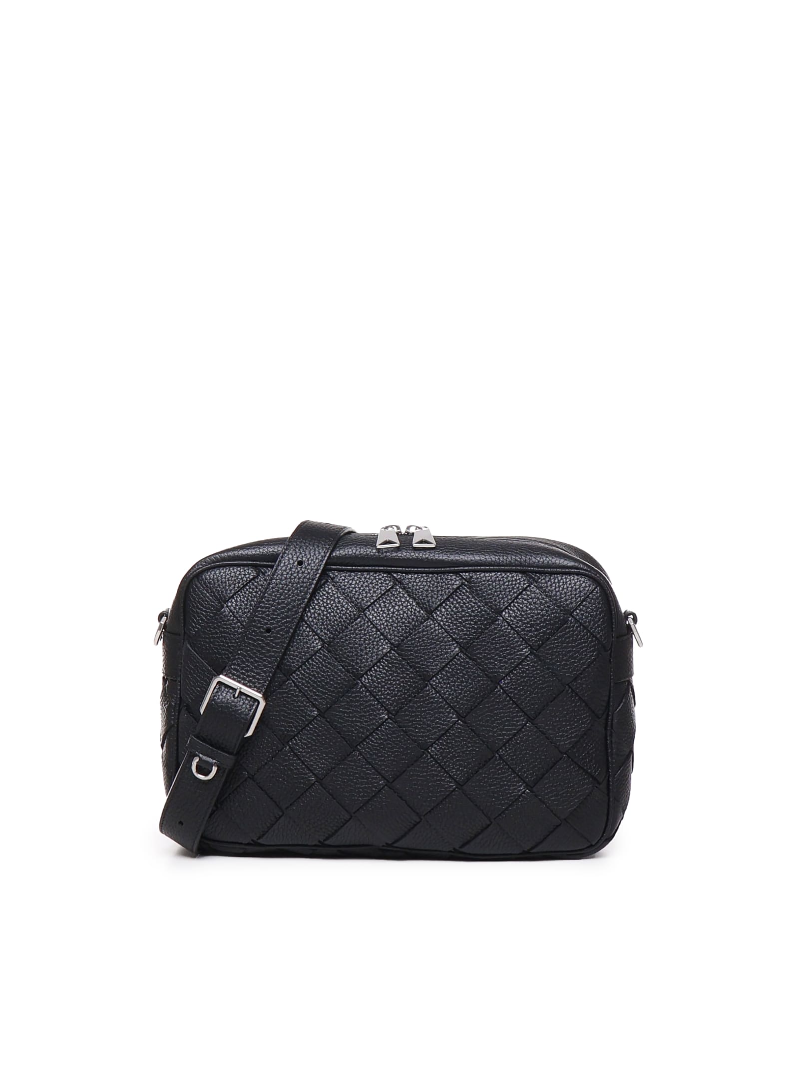 Shop Bottega Veneta Medium Camera Bag Intrecciato In Black