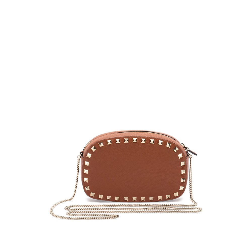 Valentino Garavani Rockstud Mini Shoulder Bag In Brown