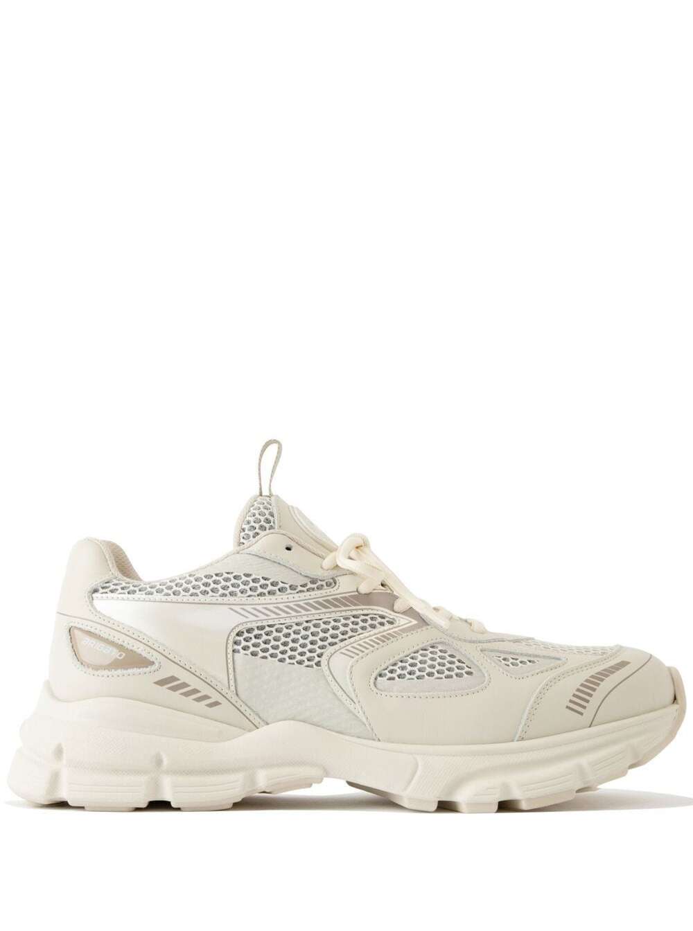 Shop Axel Arigato Marathon Runner White Low Top Sneakers With Reflective Details In Leather Blend Woman