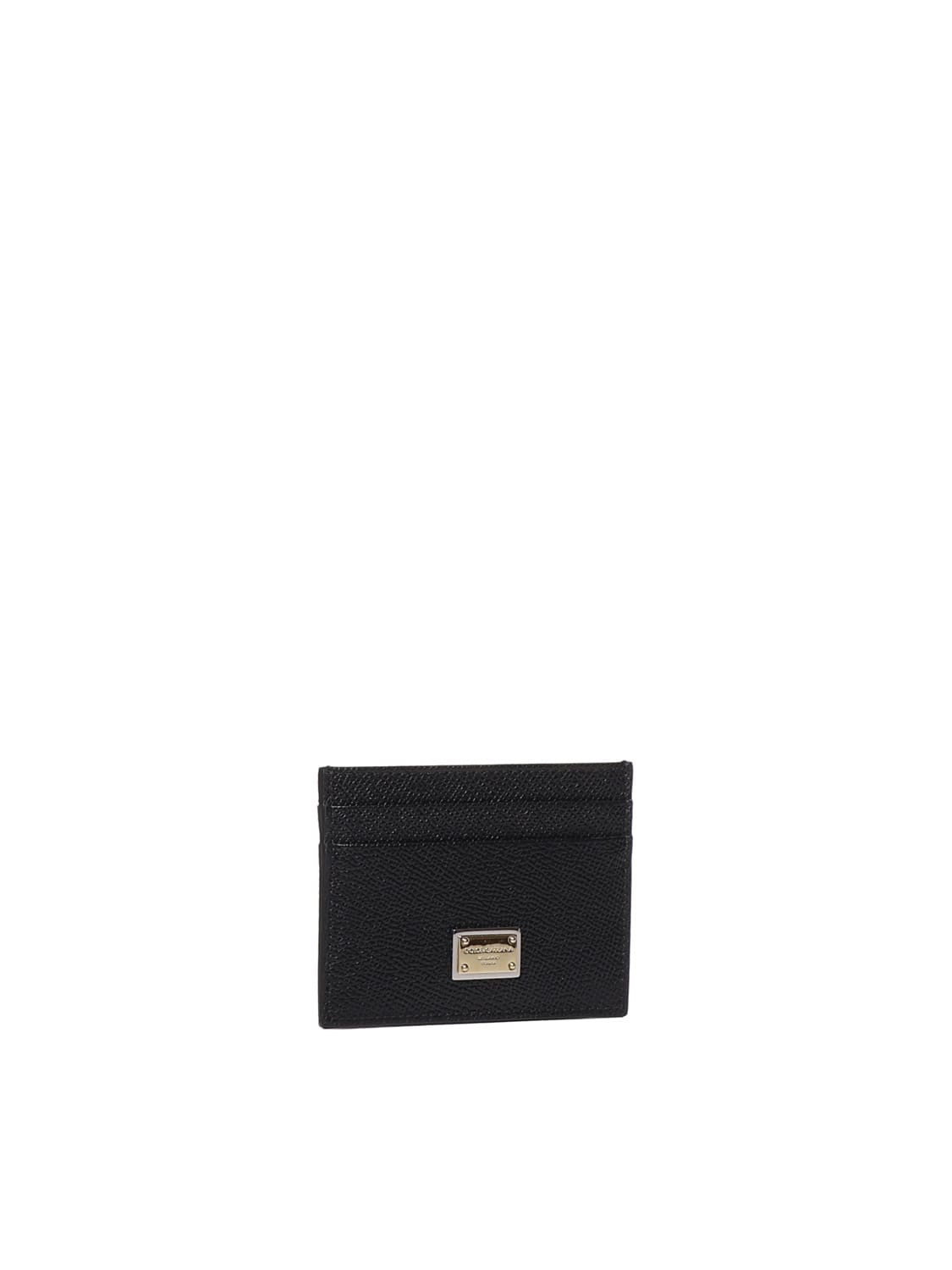 Shop Dolce & Gabbana Calfskin Credit Card Holder In Black
