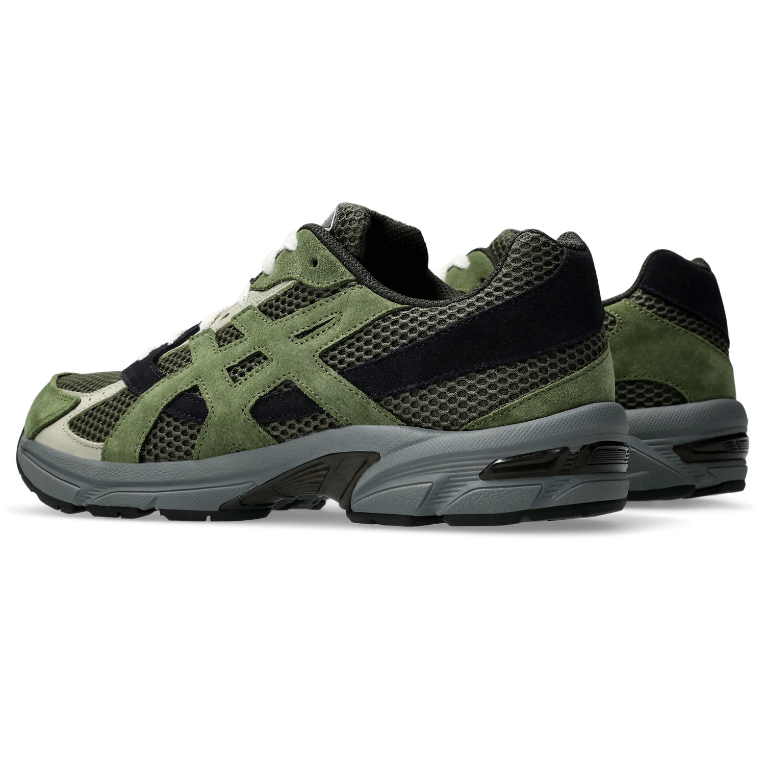 Asics Mens Olive Canvas Smog Green Gel 1130 Suede And Mesh Trainers In Multi