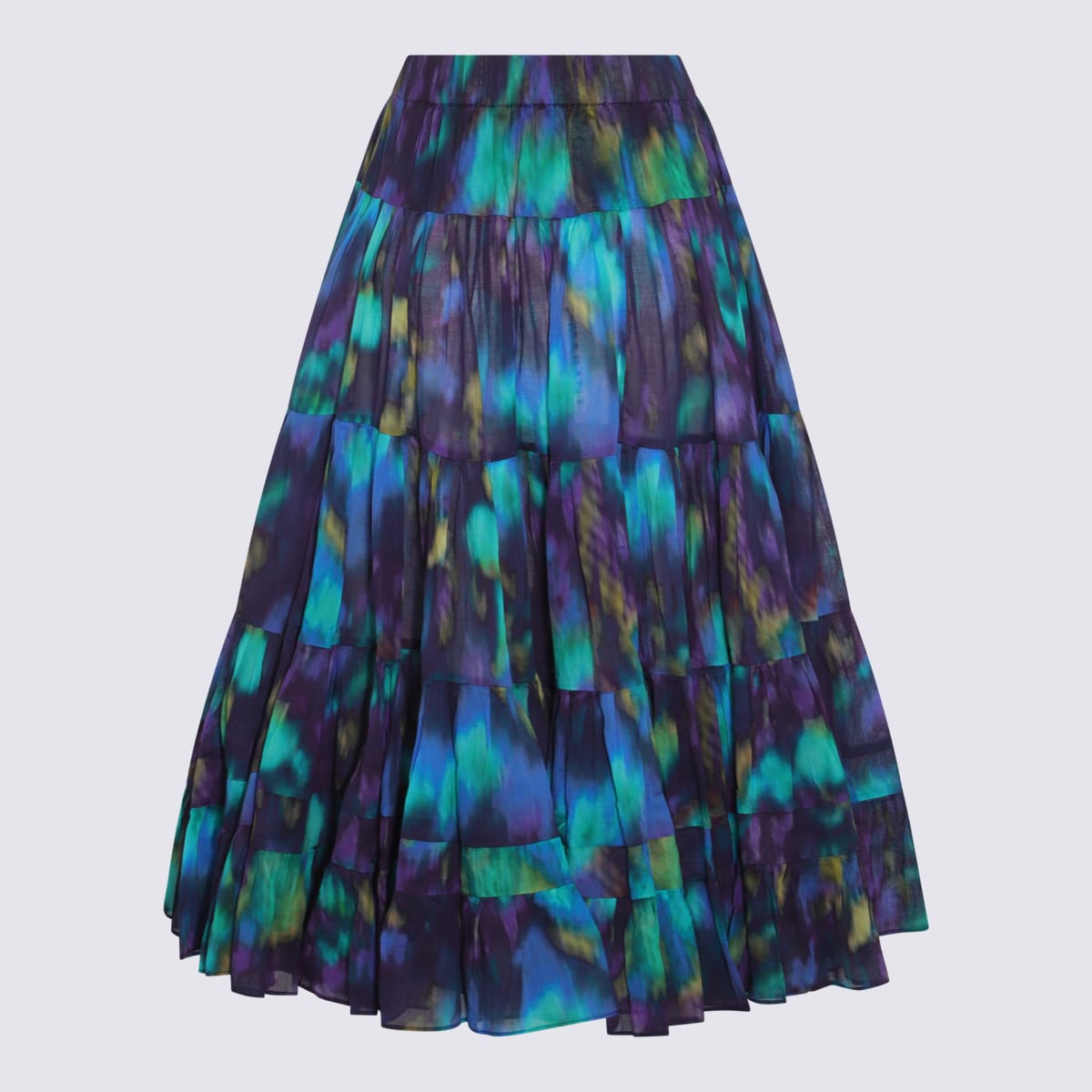 Shop Marant Etoile Blue Cotton Skirt In Blu/green