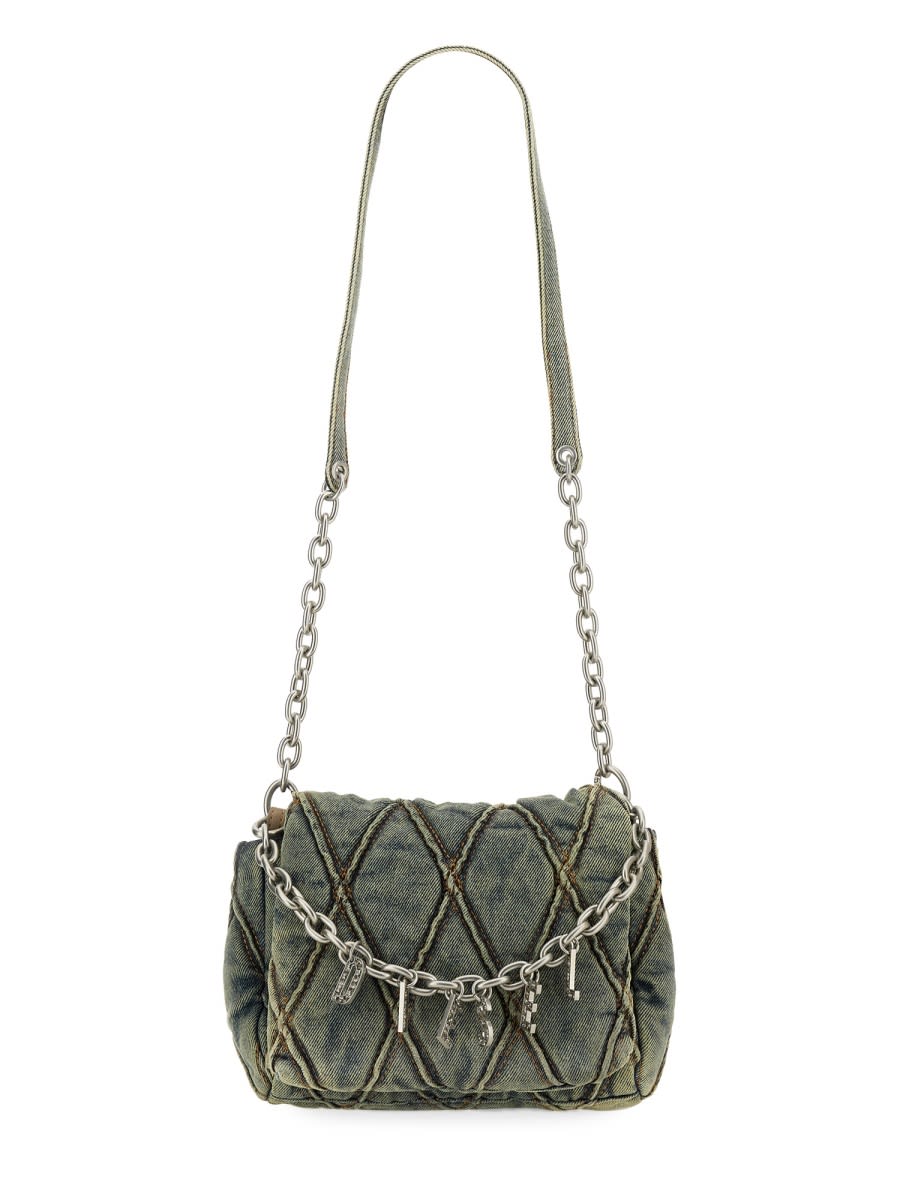Diesel Charm-d Small Shoulder Bag In Gray