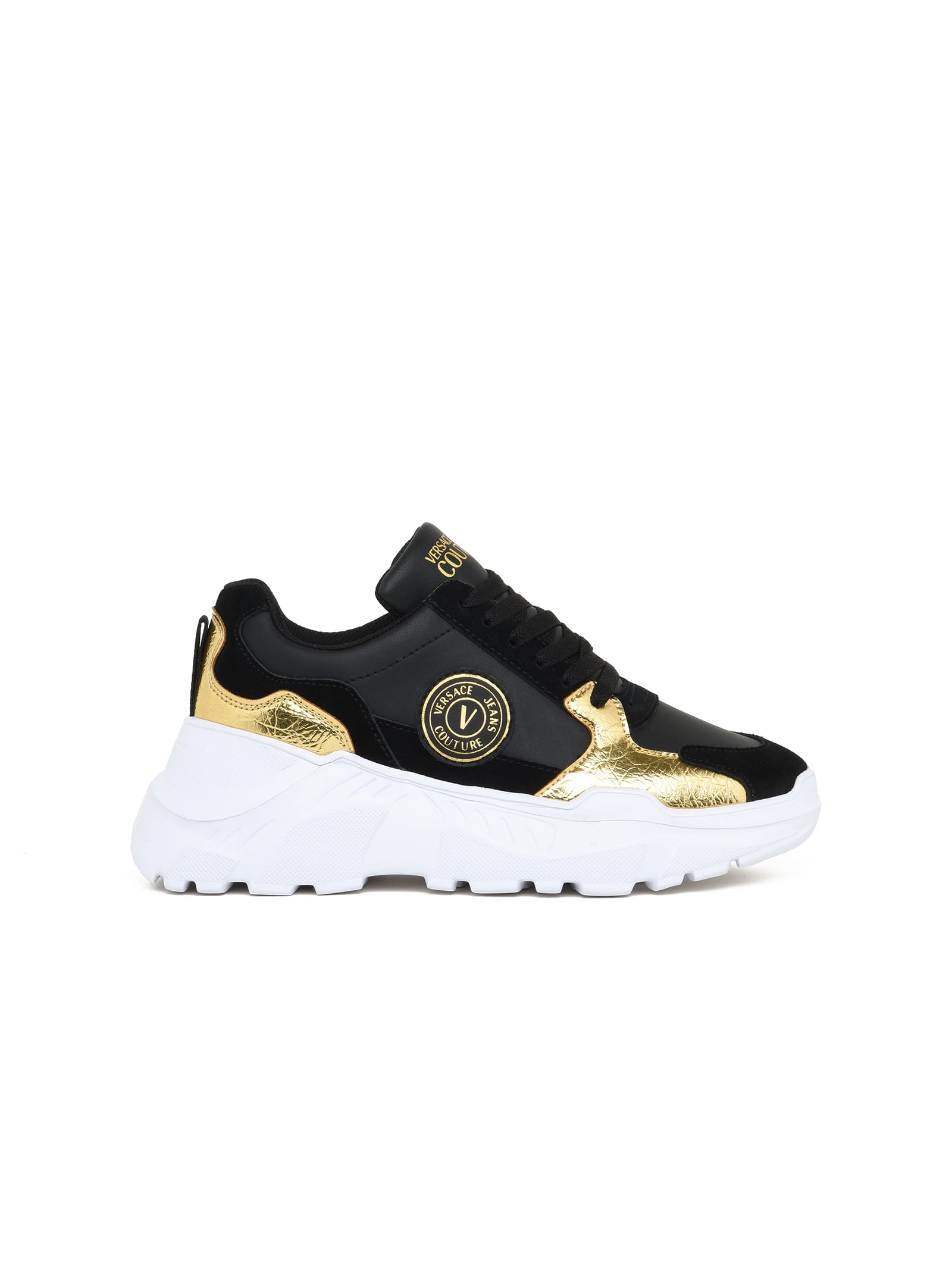 Versace Jeans Couture Sneakers In Black/gold