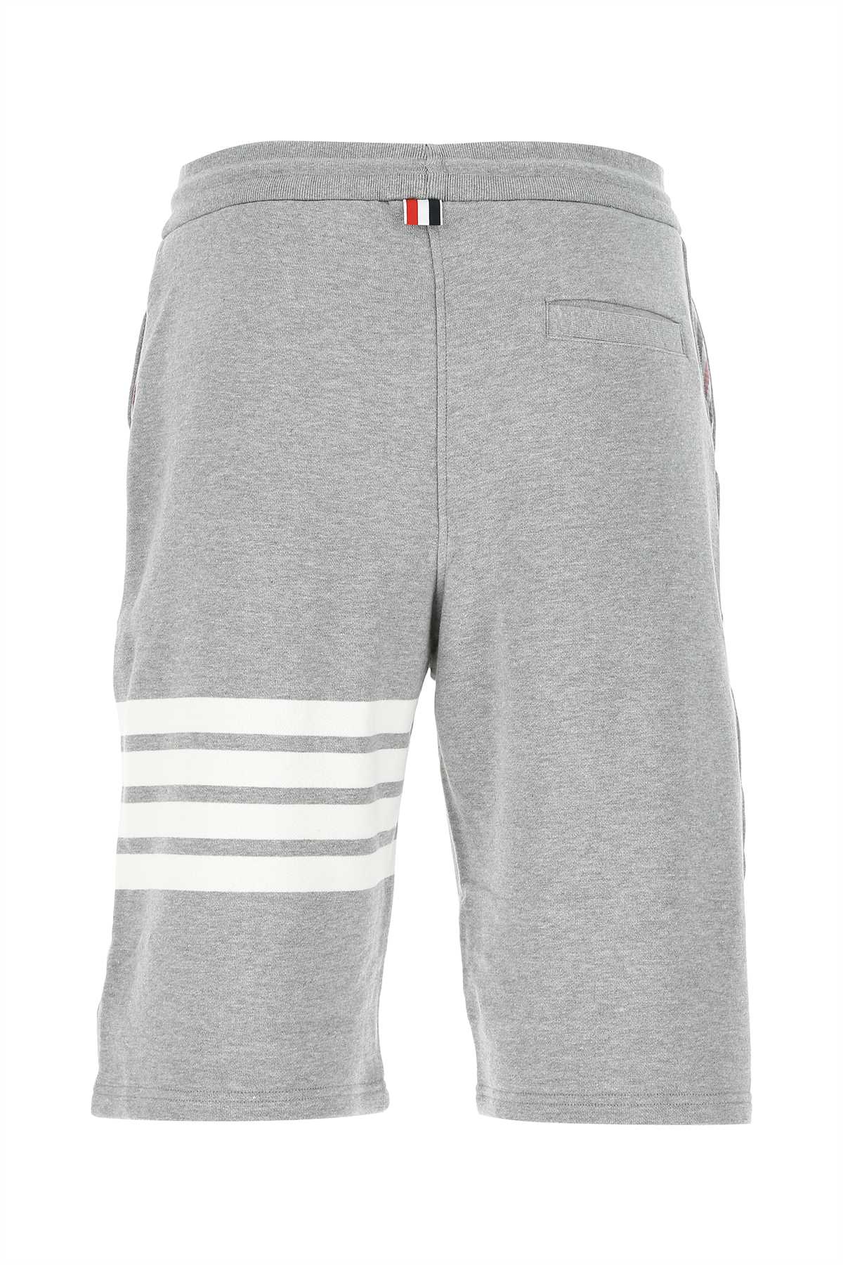 Shop Thom Browne Melange Grey Cotton Bermuda Shorts In 068