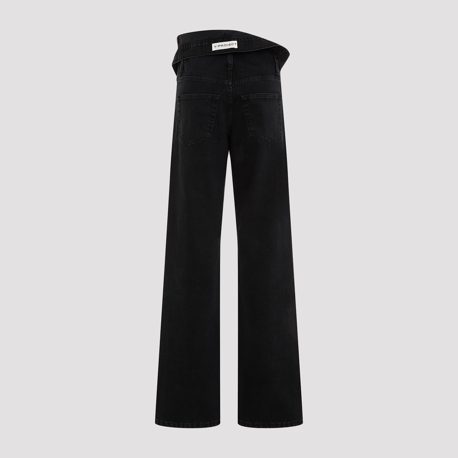 Shop Y/project Evergreen Asymmetric Jeans In Evergreen Black