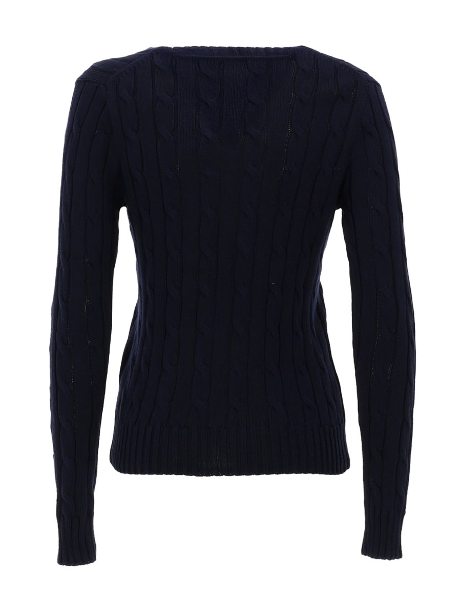 Polo Ralph Lauren Blue Cable-knit Sweater In Wool And Cashmere In Black