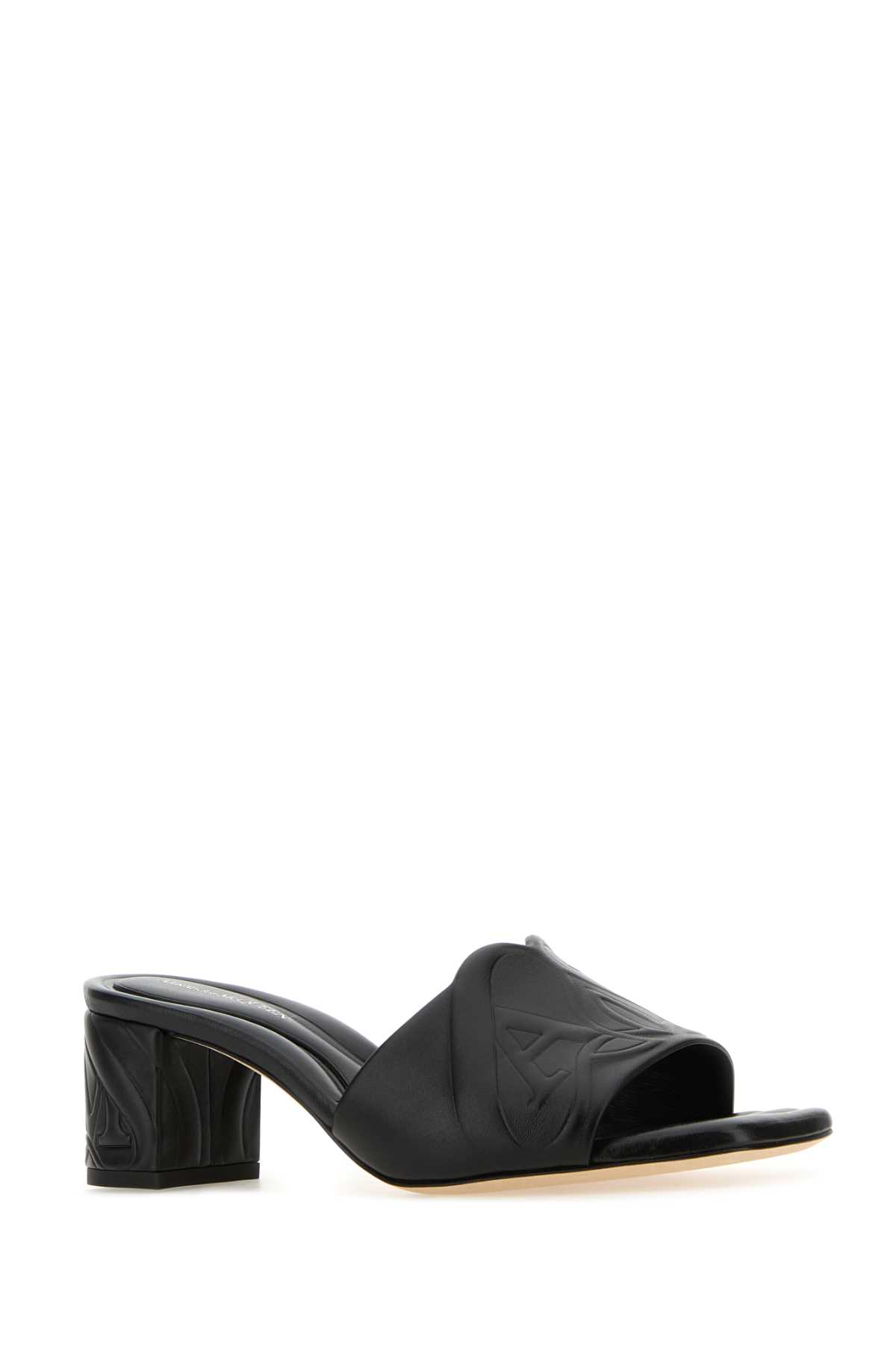 Shop Alexander Mcqueen Black Leather Seal Mules