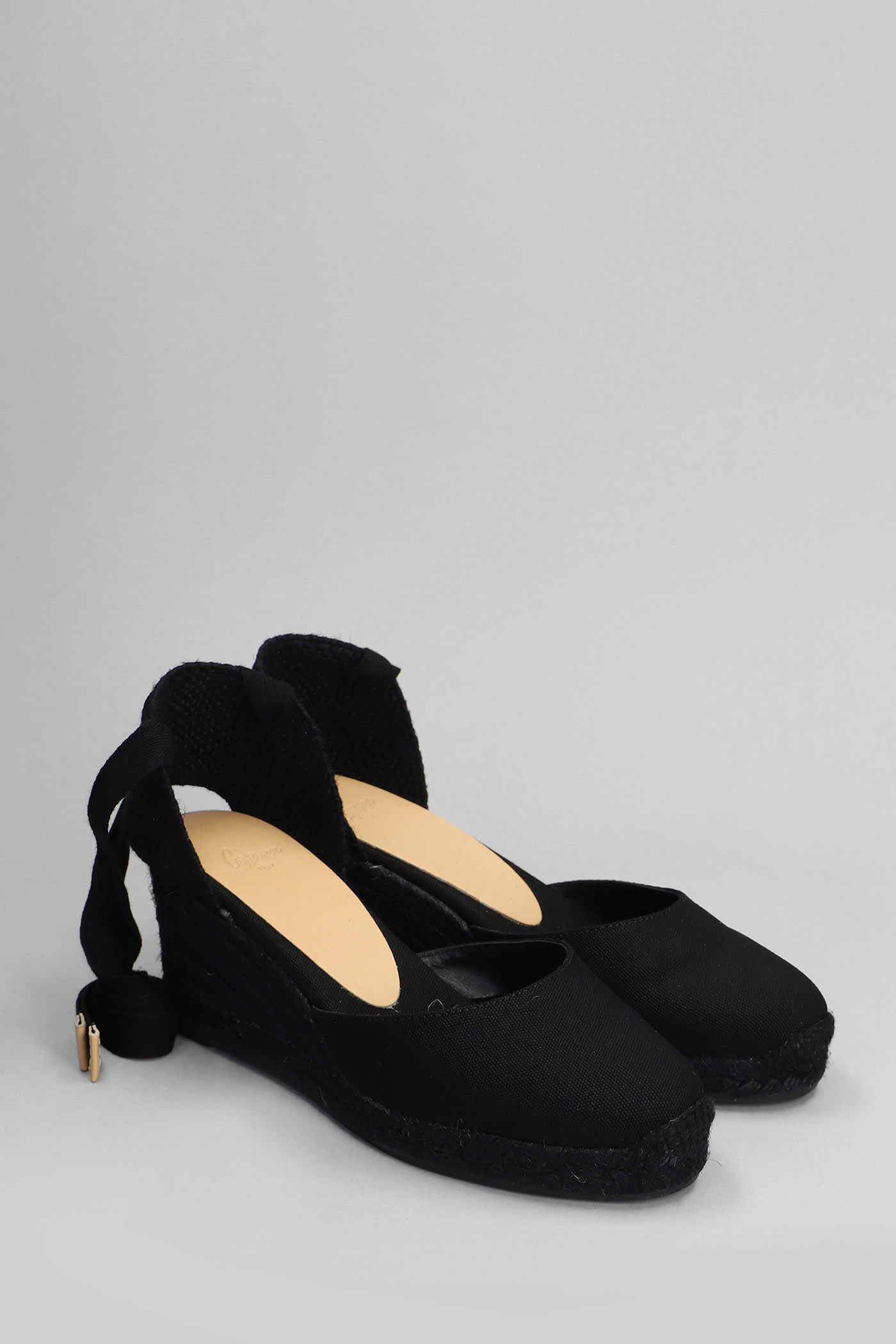 Shop Castaã±er Carina C-6-001 Wedges In Black Canvas