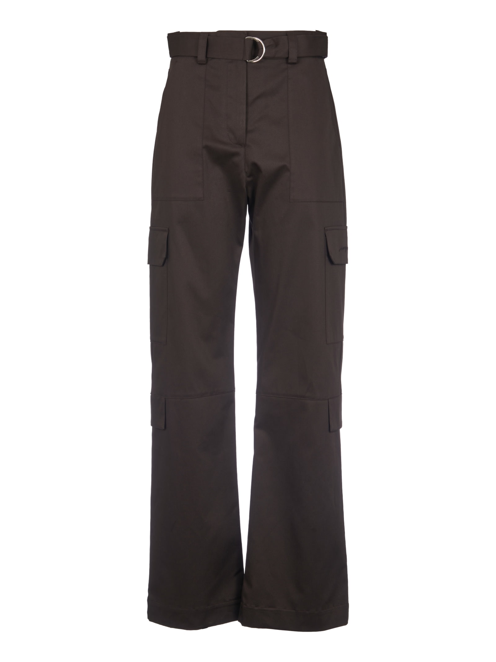Shop Msgm Belted Cargo Trousers In Brown
