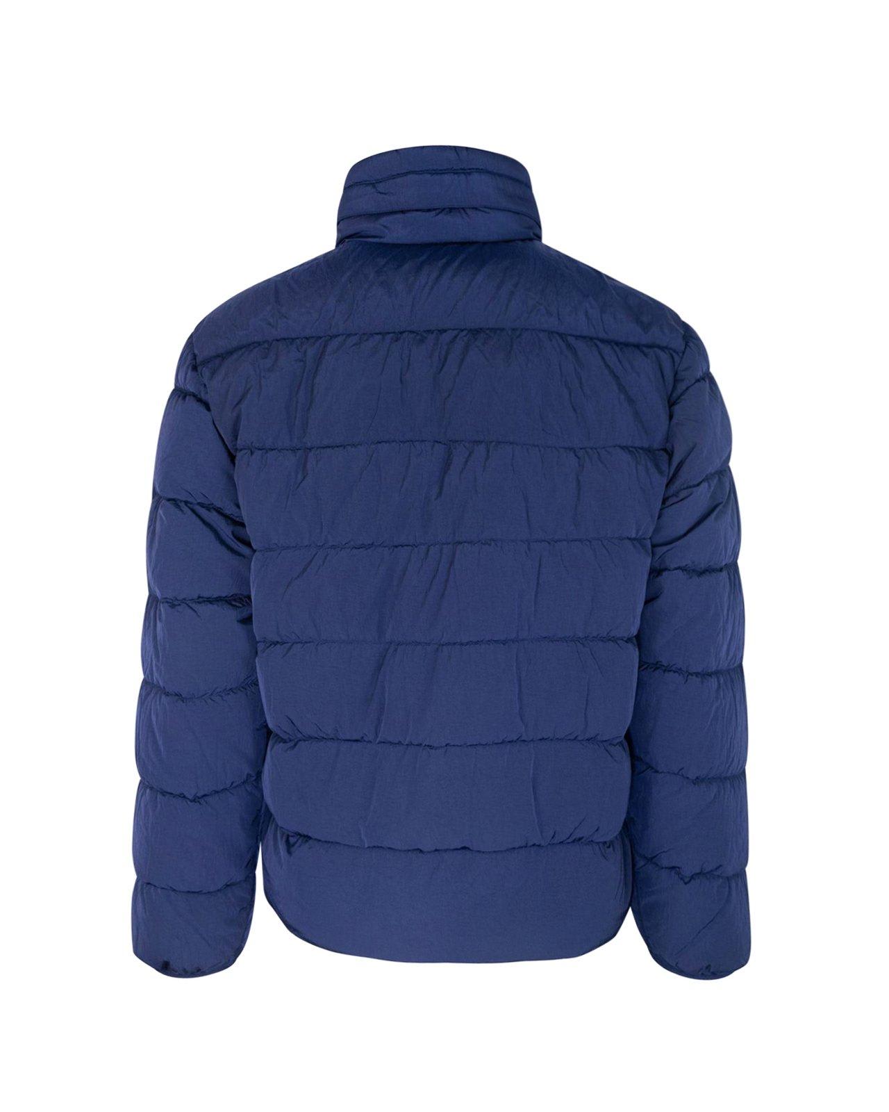 Shop C.p. Company Lens-detailed Zipped Down Jacket In Blu Royal