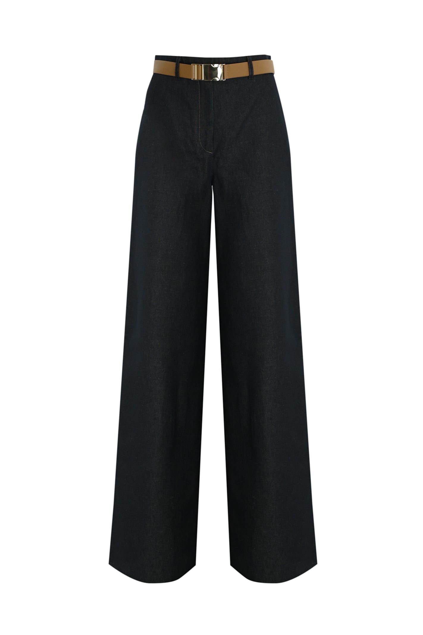 Murge Trousers In Cotton And Linen In Denim Blue