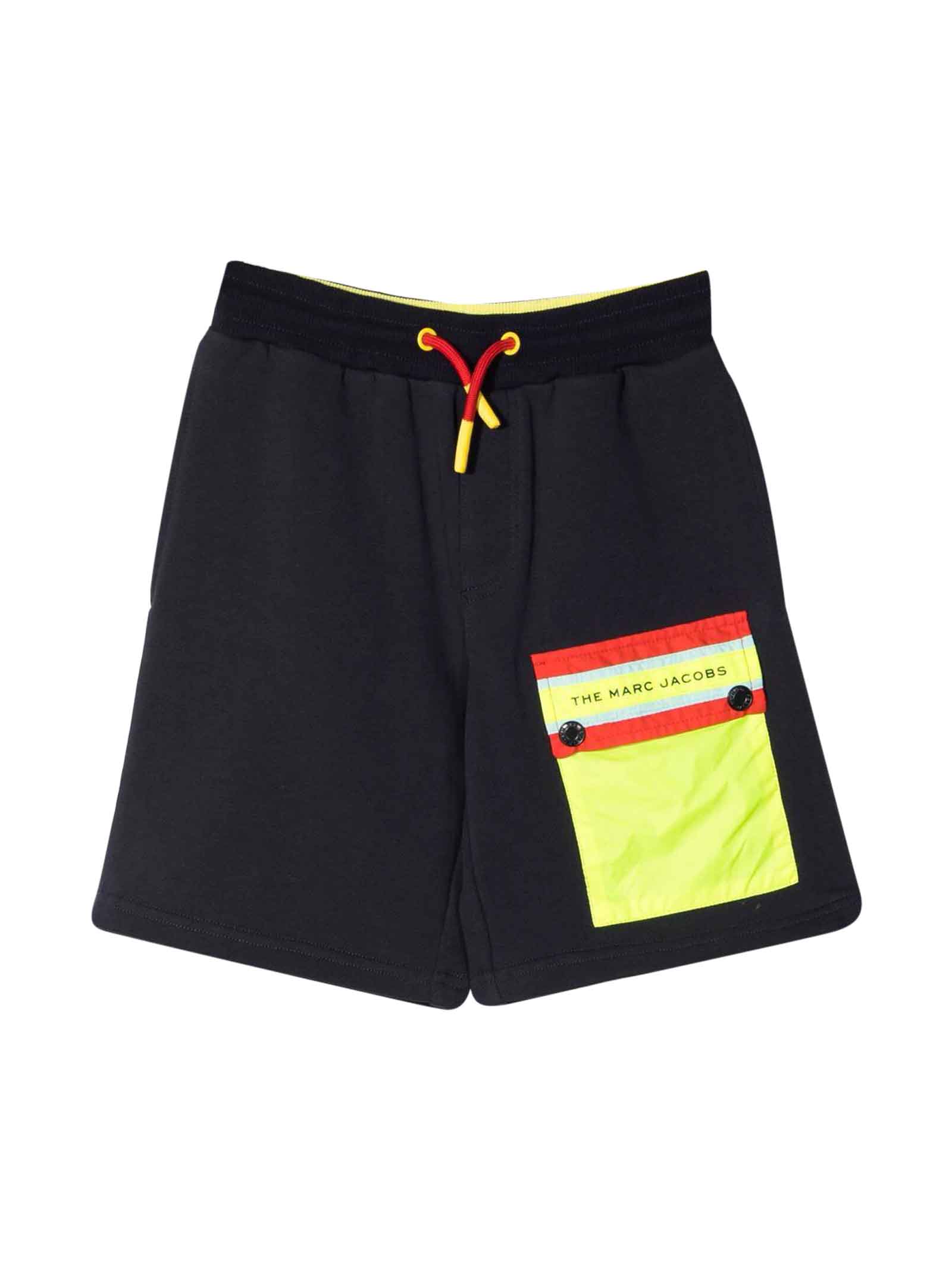 Little Marc Jacobs Black Bermuda Shorts With Yellow Print