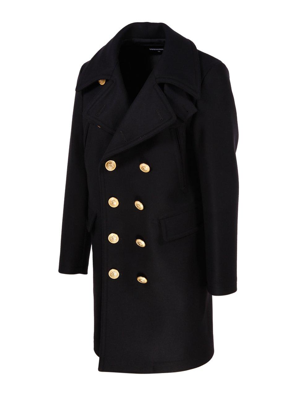 Shop Dsquared2 Double Breasted Long-sleeved Coat In Black