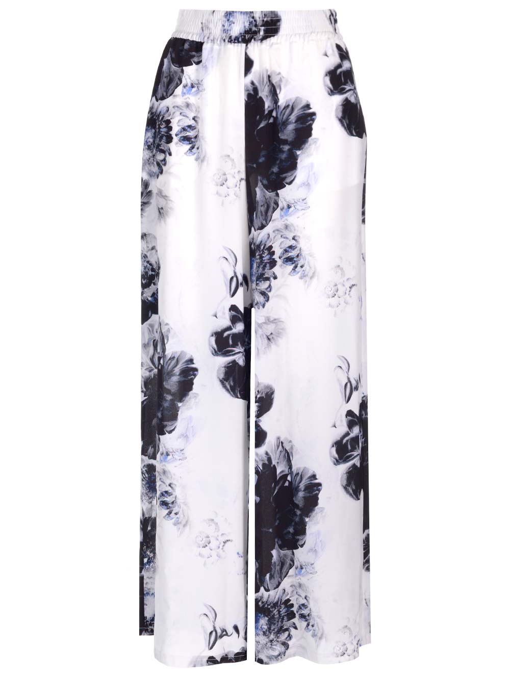 Shop Alexander Mcqueen Crepe De Chine Pyjama Trousers In Bianco E Blu