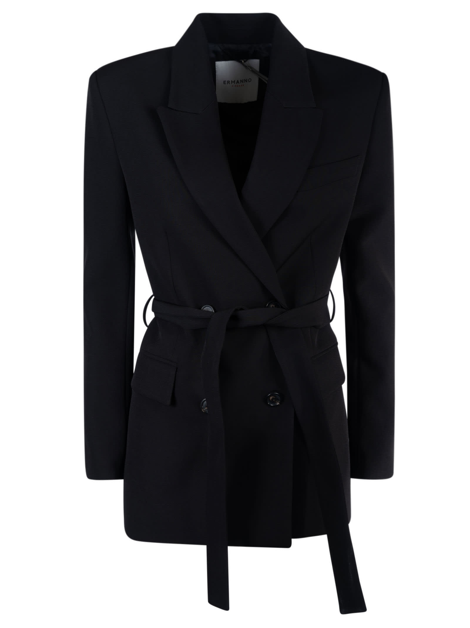 Double-breasted Belt-tied Waist Blazer