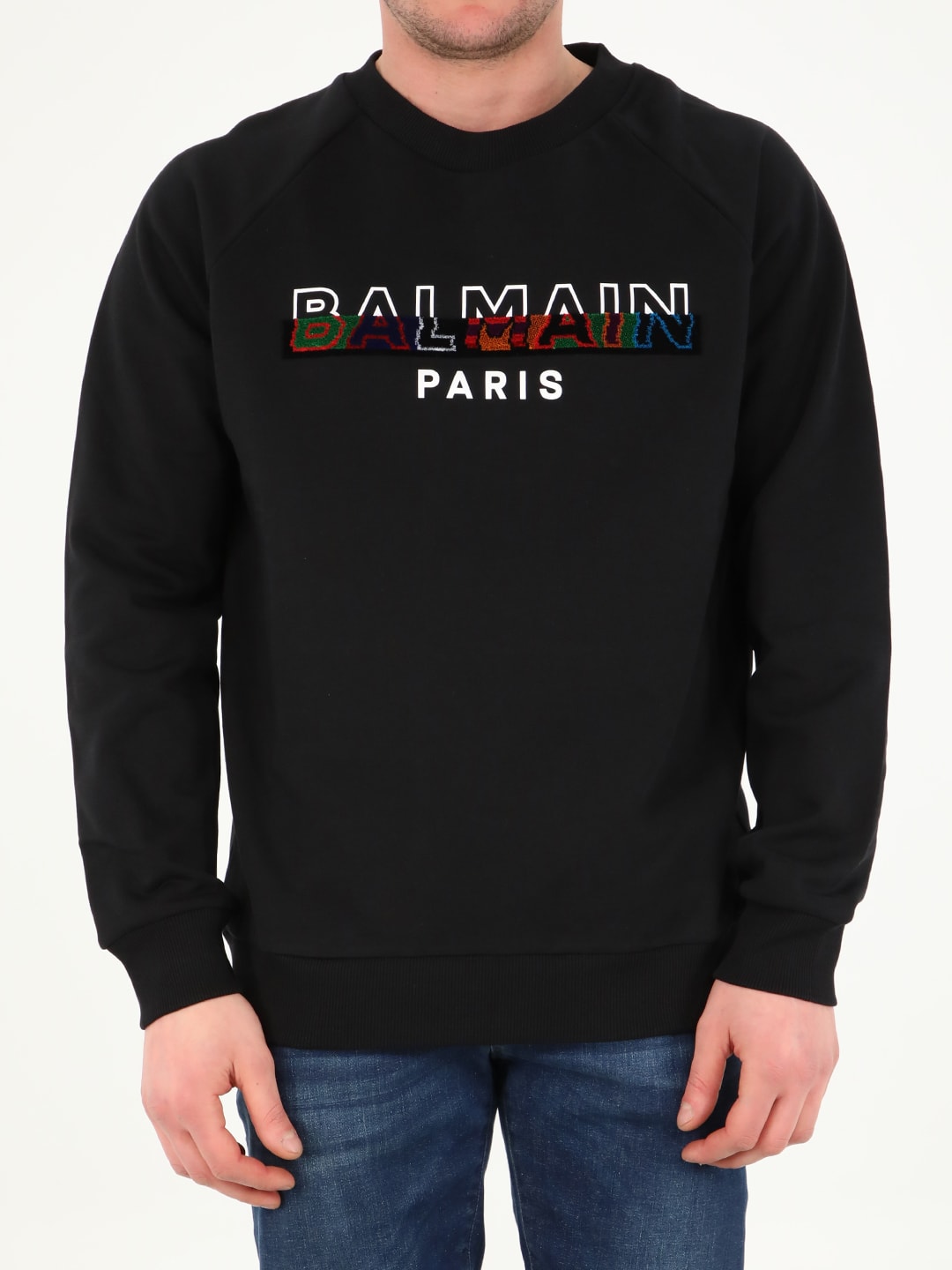 Balmain Black Sweatshirt With Multicolor Logo