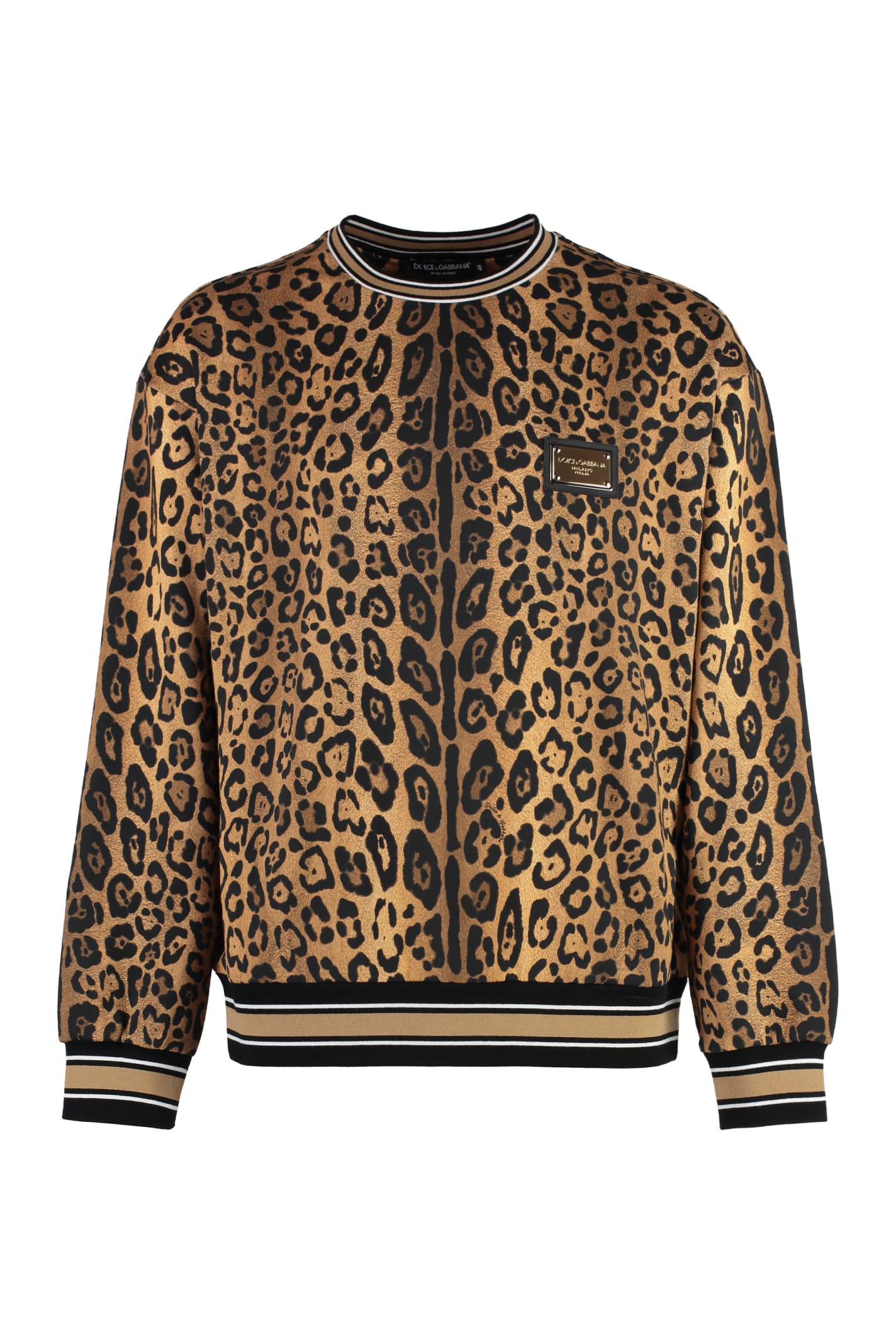 Dolce & Gabbana Cotton Crew-neck Sweatshirt In Beige