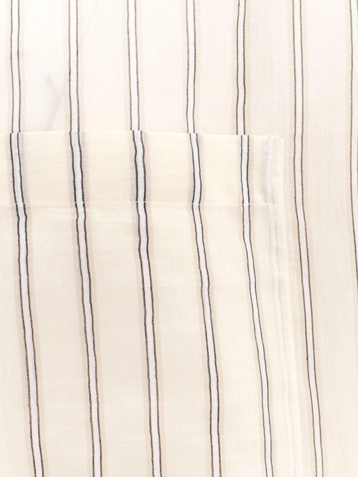 Shop Brunello Cucinelli Striped Buttoned Shirt In Neutrals/grey