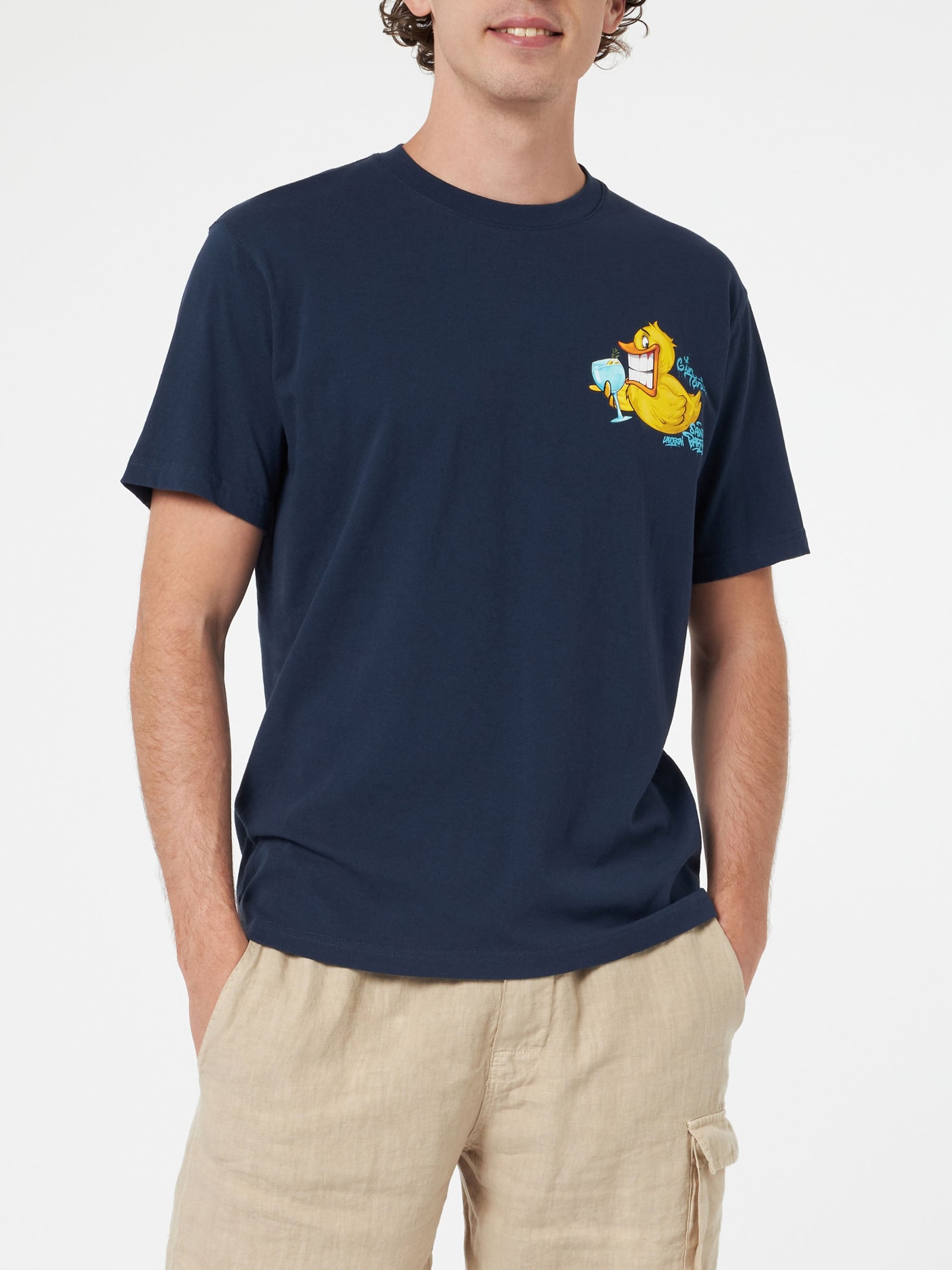 MC2 SAINT BARTH MAN COTTON T-SHIRT WITH CRYPTOPUPPETS DUCKY GIN FRONT AND BACK PLACED PRINT CRYPTOPUPPETS SPECIAL ED
