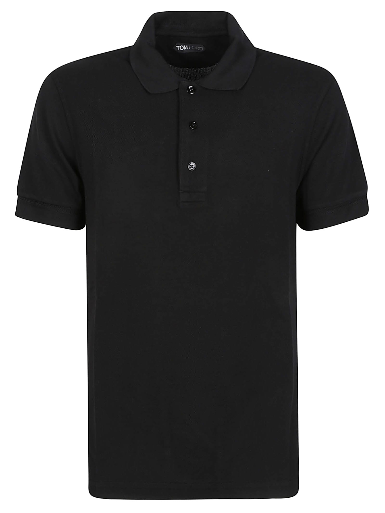 Tom Ford Polo Shirt With Ribbed Cuffs And Short Sleeves In Black