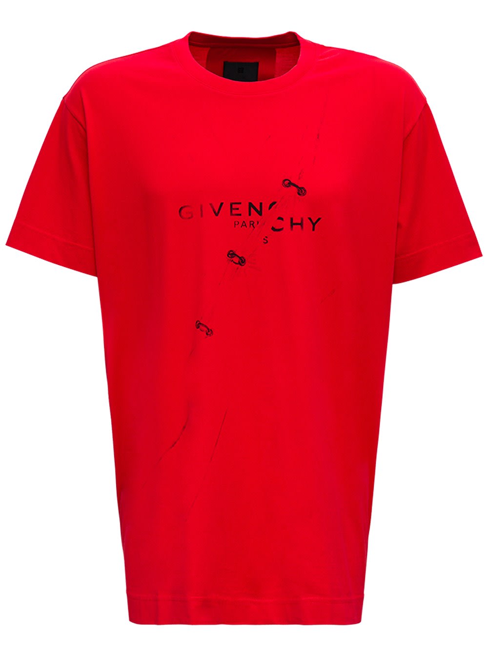 Givenchy Red Jersey T-shirt With Logo
