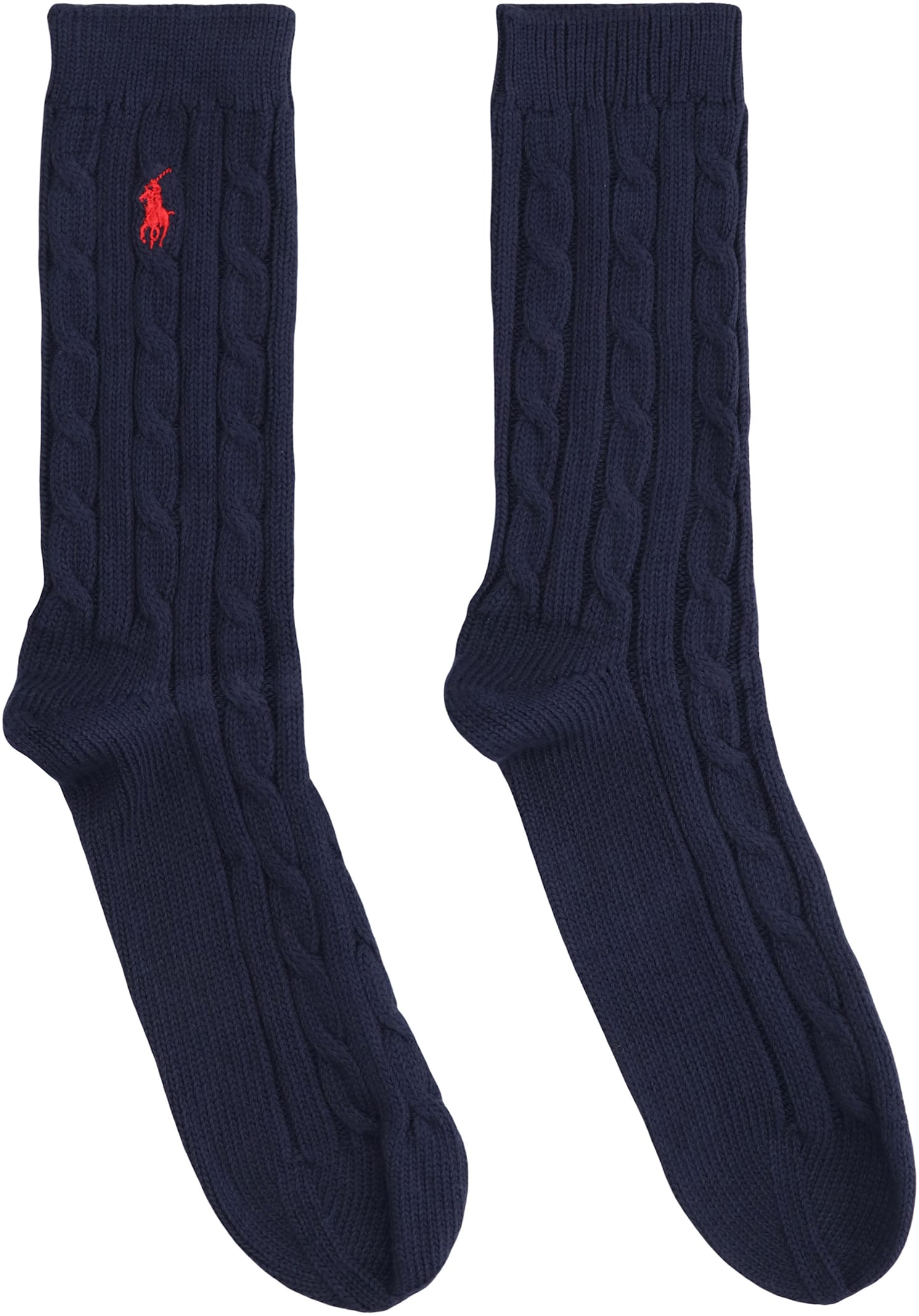 Polo Ralph Lauren Cotton Braided Socks In Blue