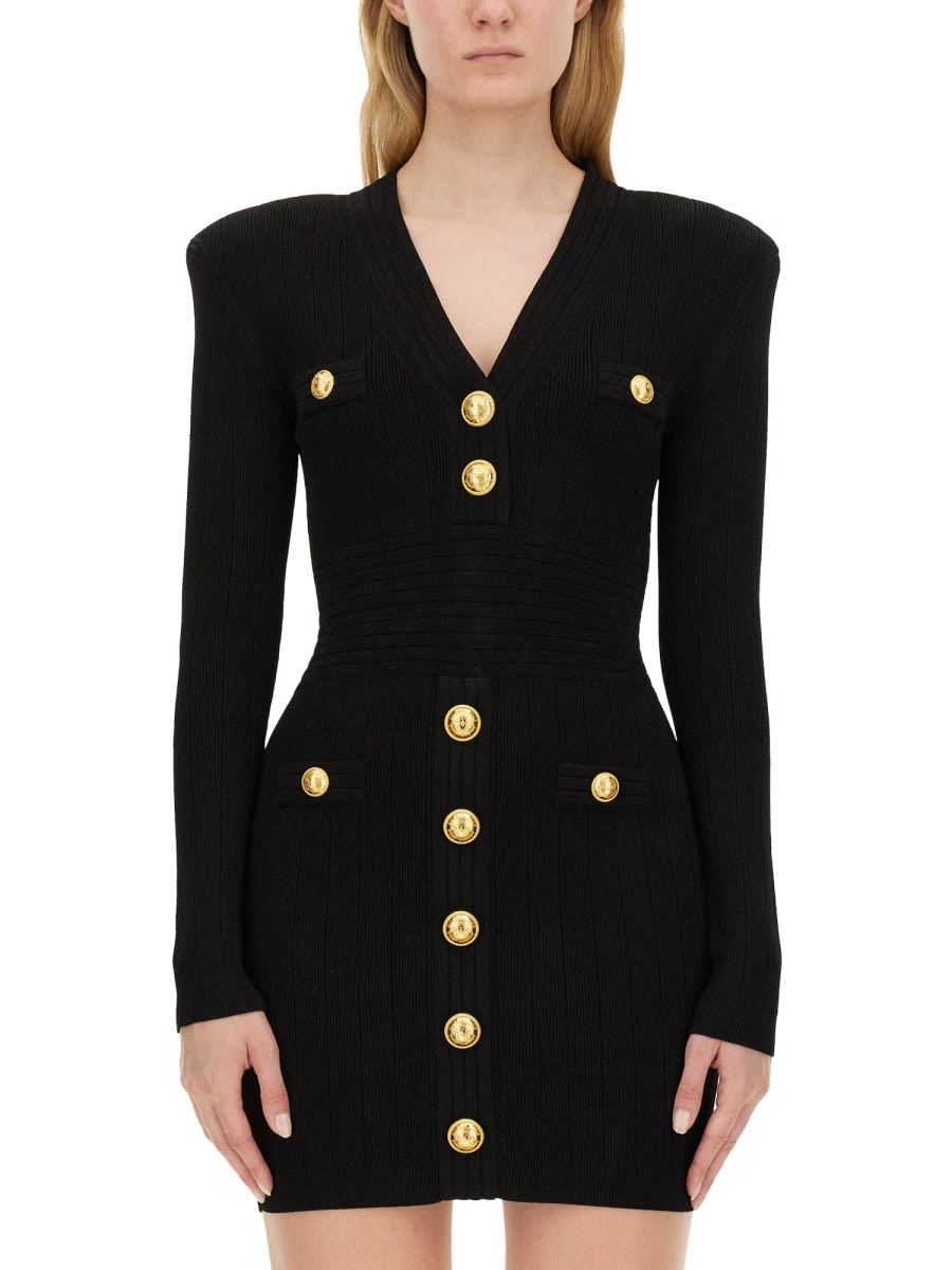 Shop Balmain Mini Dress In Black