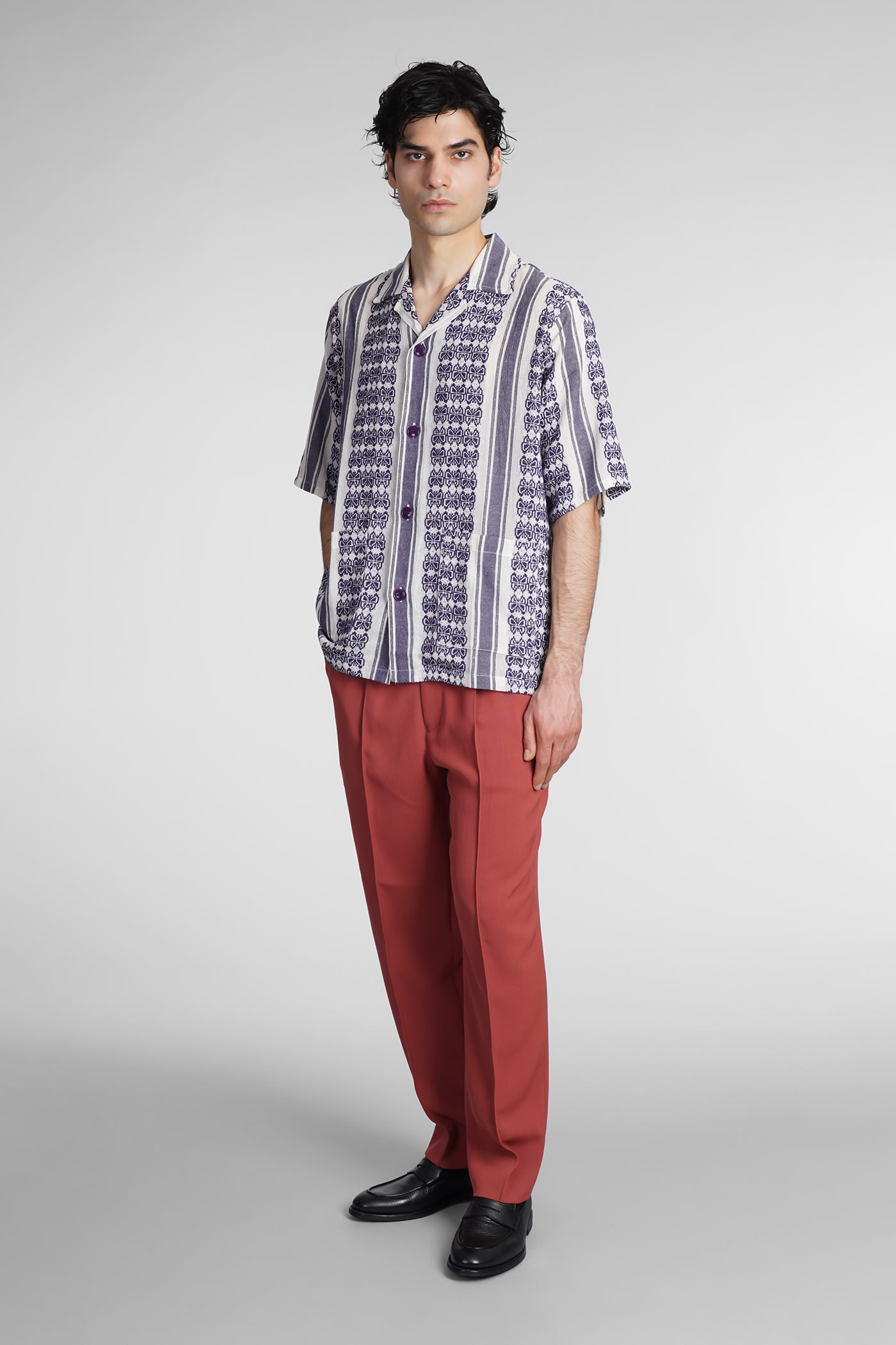 Shirt Needles Papillon Stripe Dobby Jacquard Cabana Shirt MR242 A