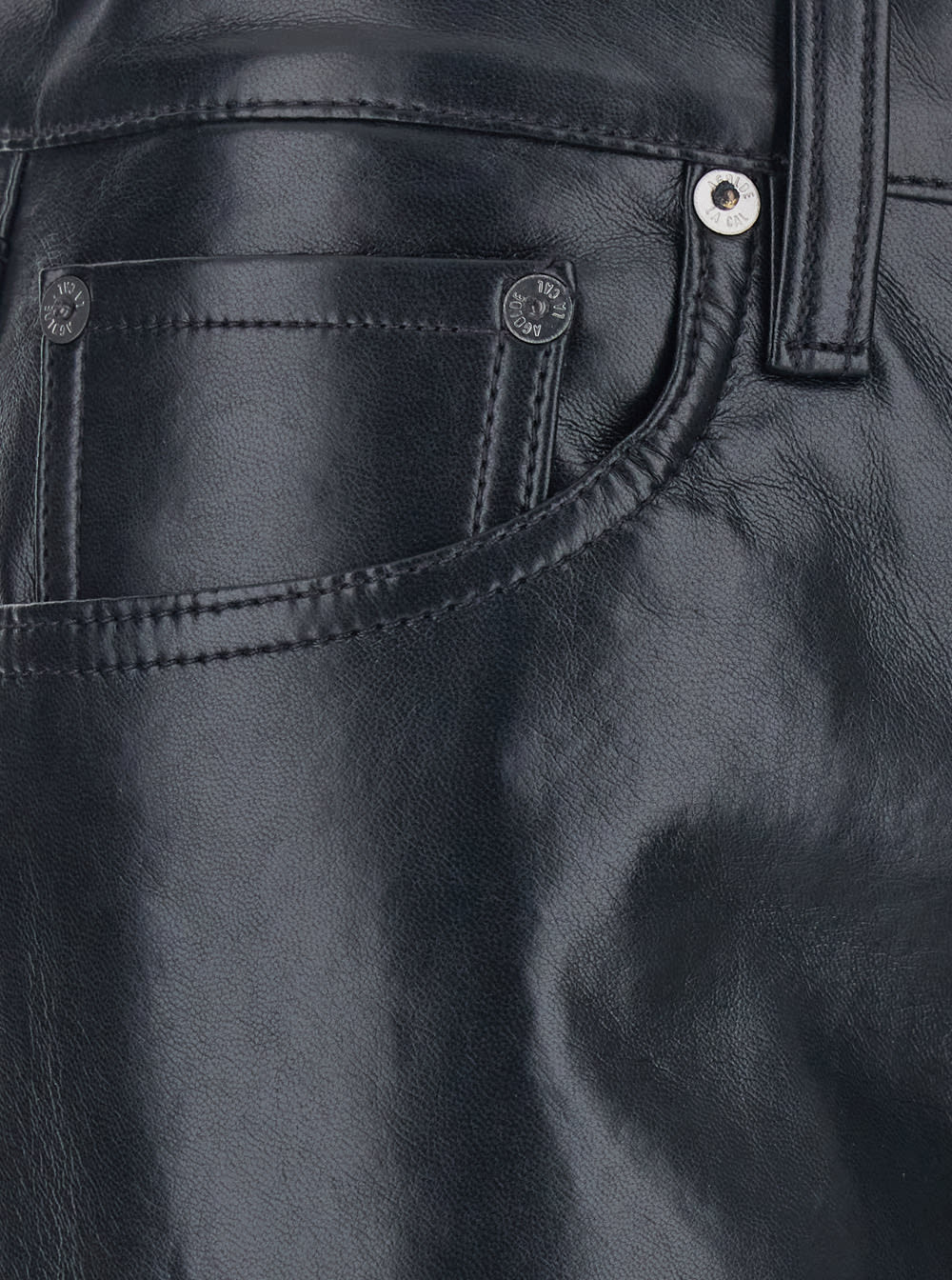Agolde Black Pants With Belt Loops In Leather Blend Woman In Black
