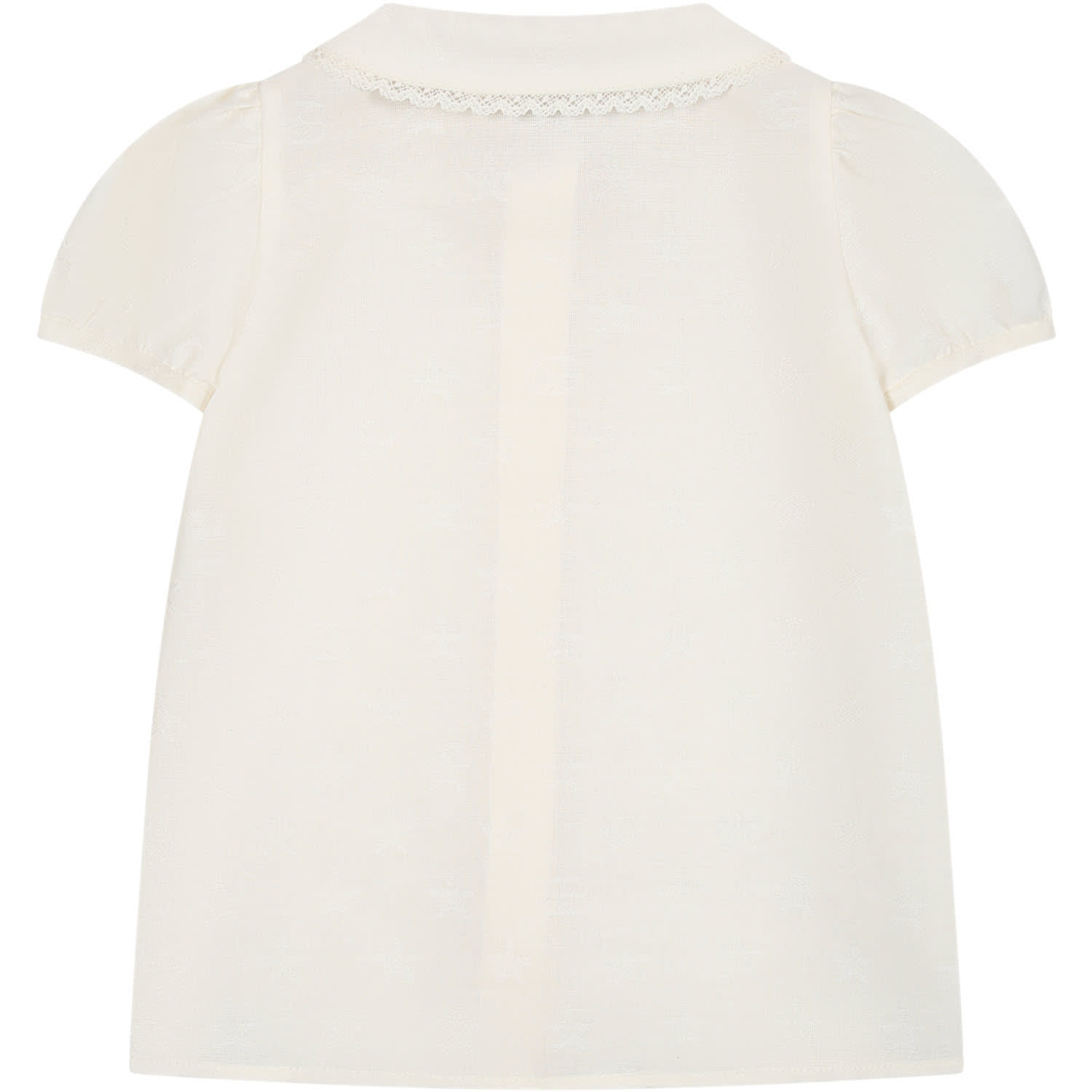 Shop Gucci White Shirt For Baby Girl With Stars And Gg All-over