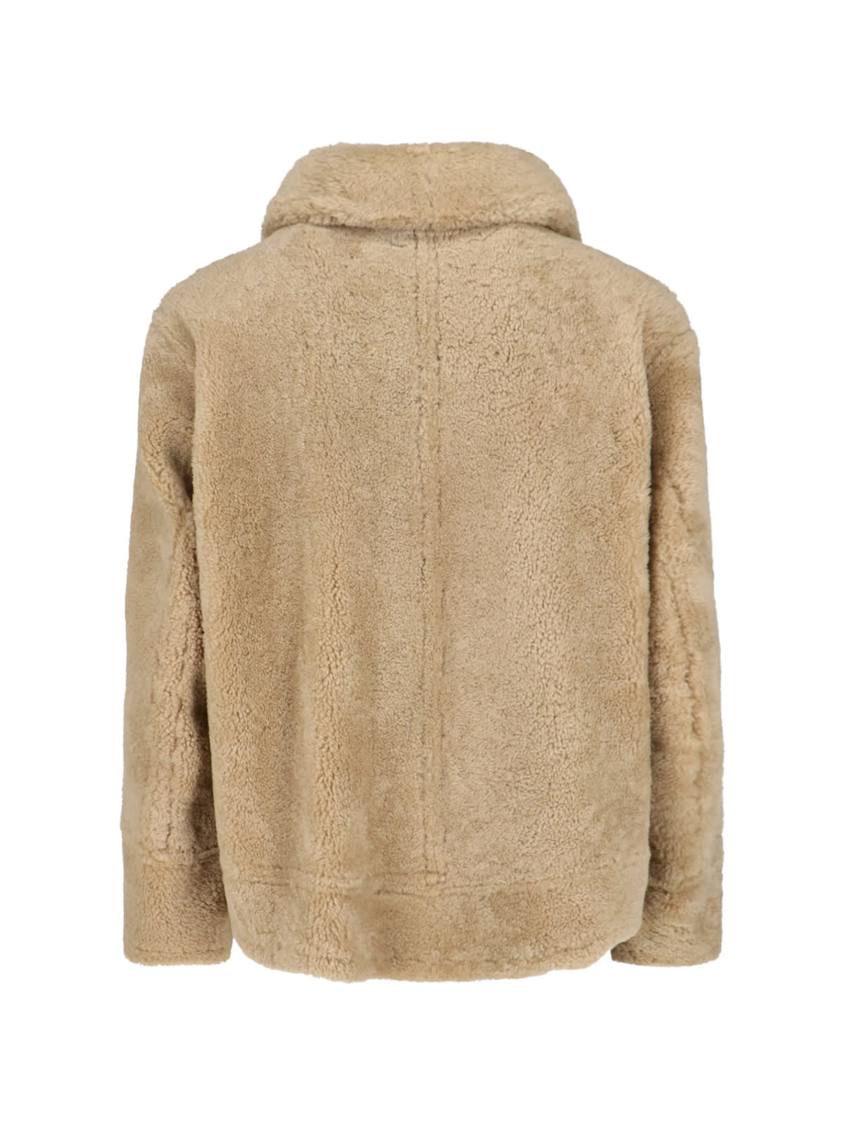 Dsquared2 Beige Shearling Jacket With High Collar In Brown
