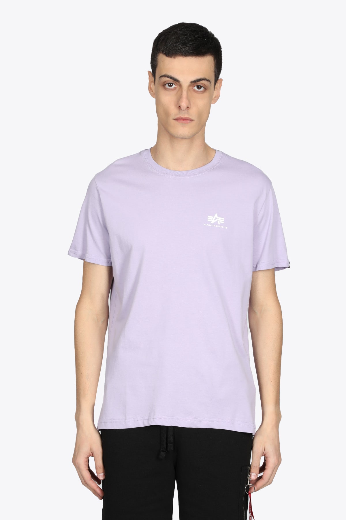 Alpha Industries Basic T Small Logo Lilac cotton t-shirt with small chest logo