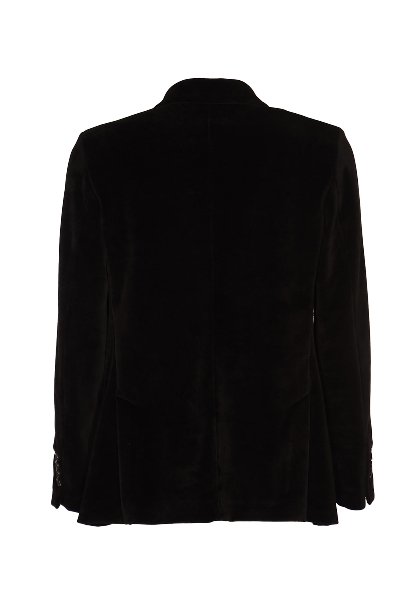 Shop Circolo 1901 Single-button Velvet Blazer In Black