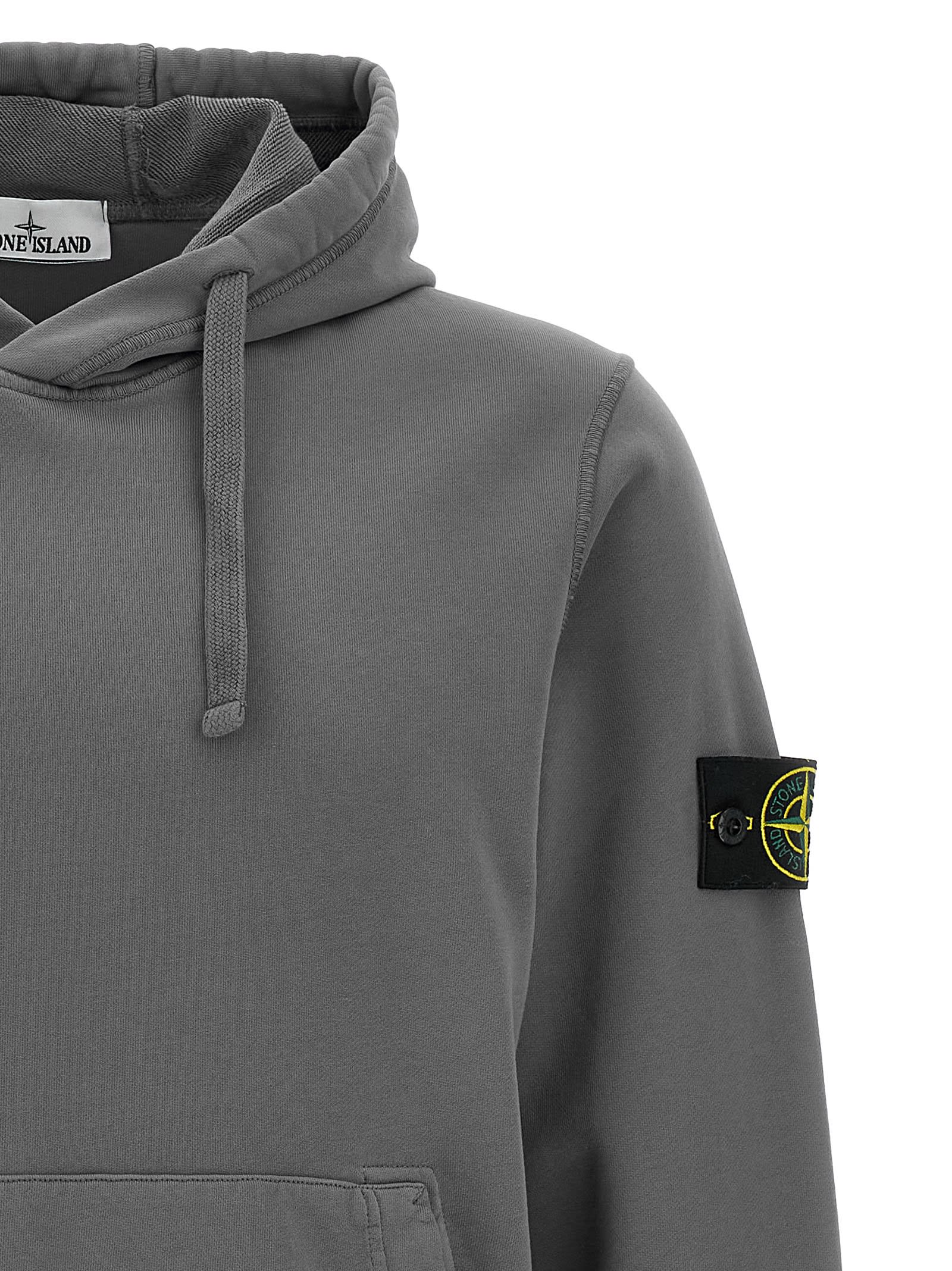 Stone Island Cotton Pullover With Hood And Pocket In Gray