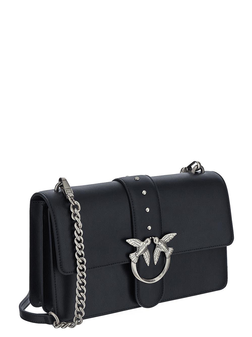Pinko Love One Chevron Shoulder Bag In Black