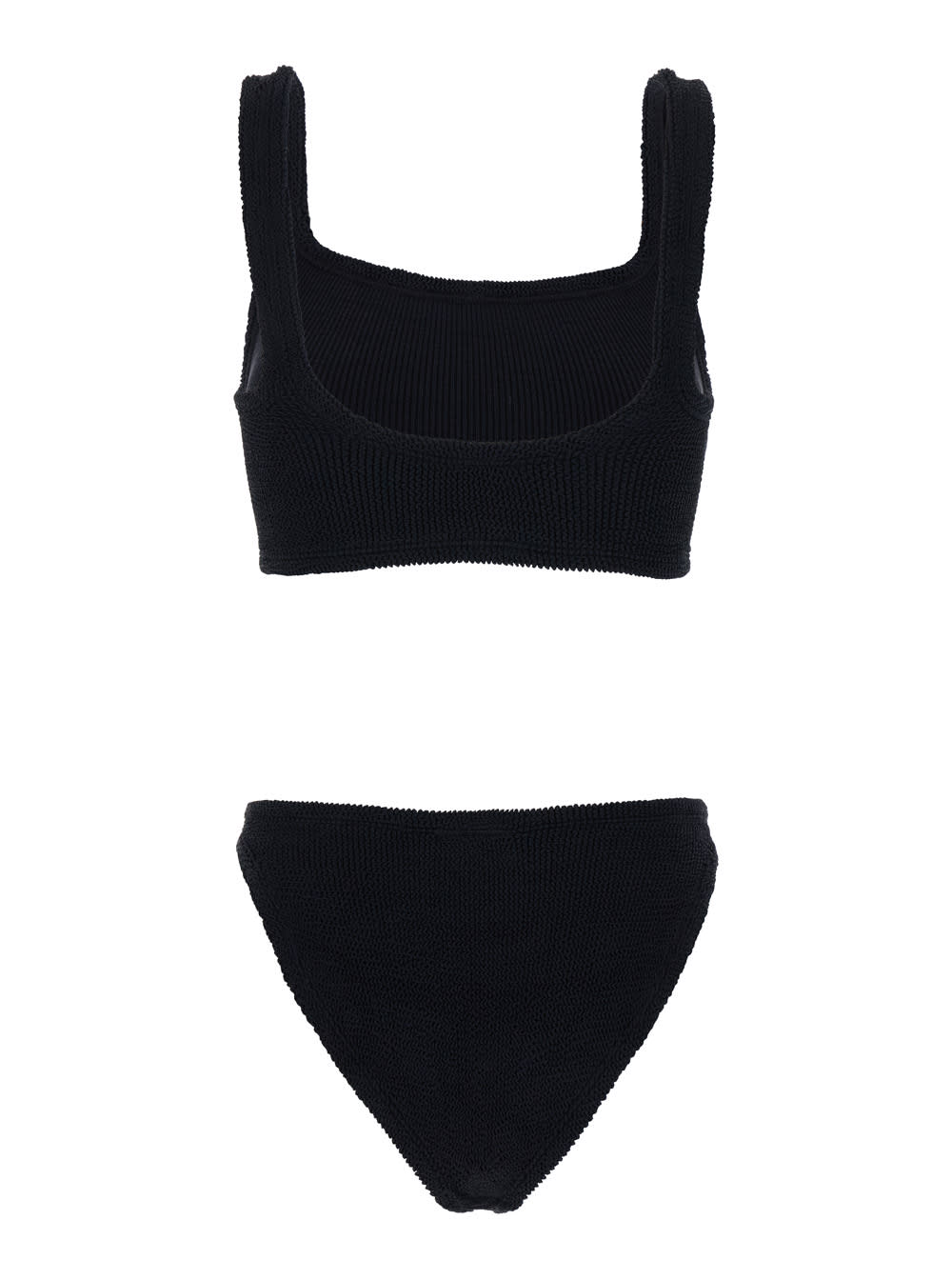 Shop Hunza G Xandra Black Bikini With Fixed Straps In Ribbed Stretch Polyamide Woman