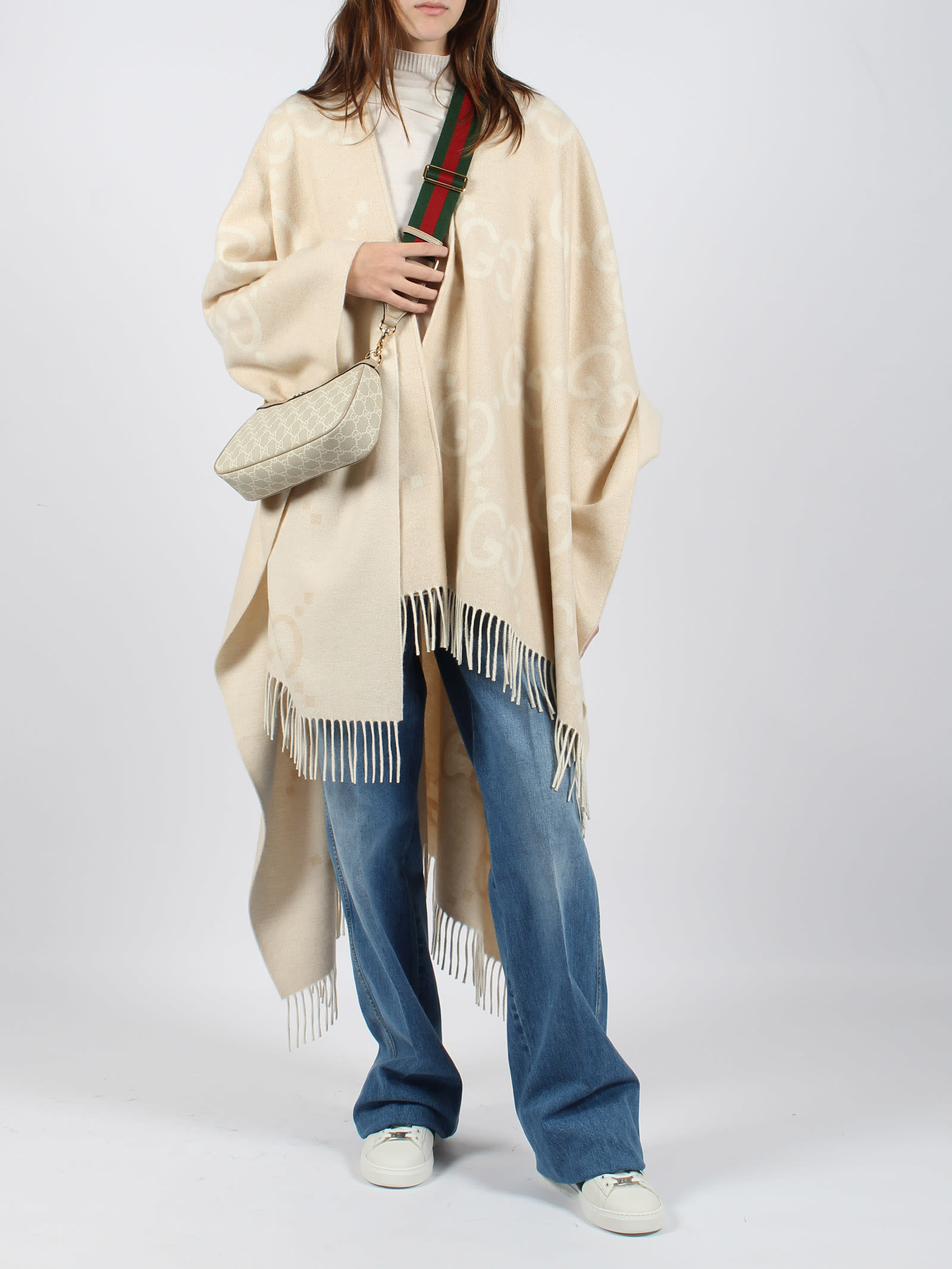 GUCCI REVERSIBLE JUMBO GG CASHMERE CAPE