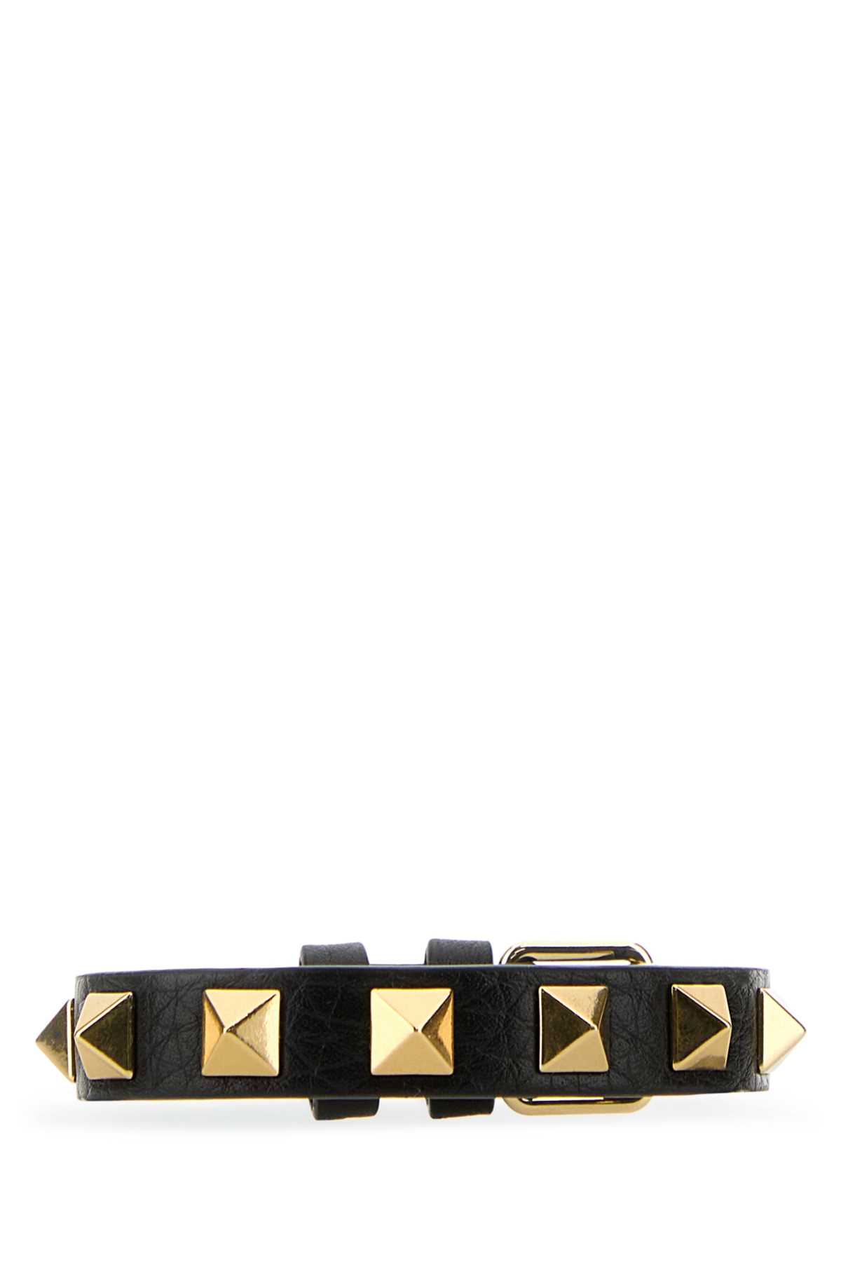 Black Leather Rockstud Bracelet