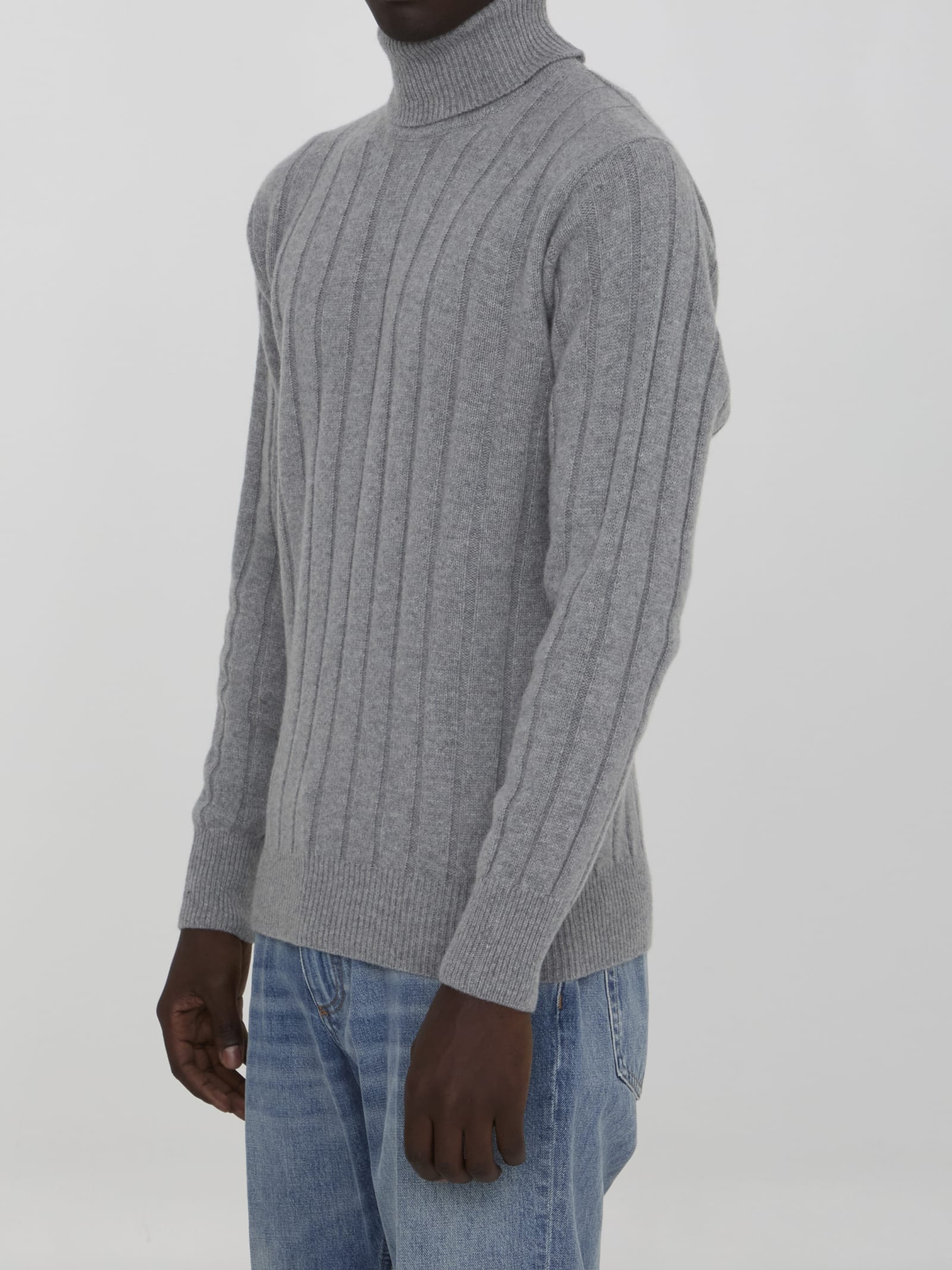 Shop Lardini Wool And Cashmere Sweater In Grey