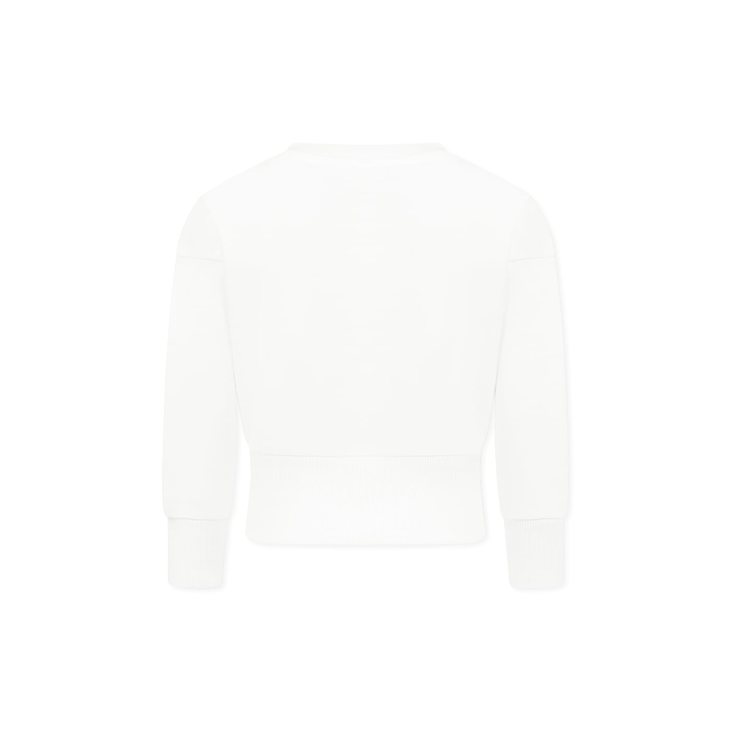 Shop Balmain White Crop Sweatshirt For Girl With Logo