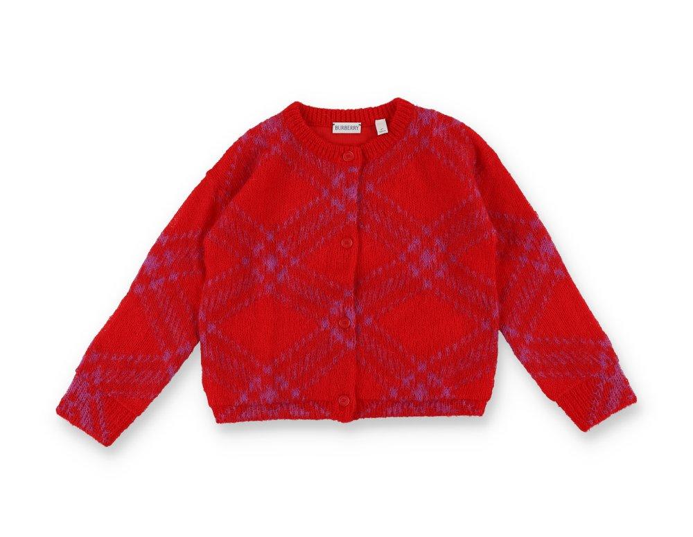 Burberry Checkered Buttoned Cardigan In Rosso