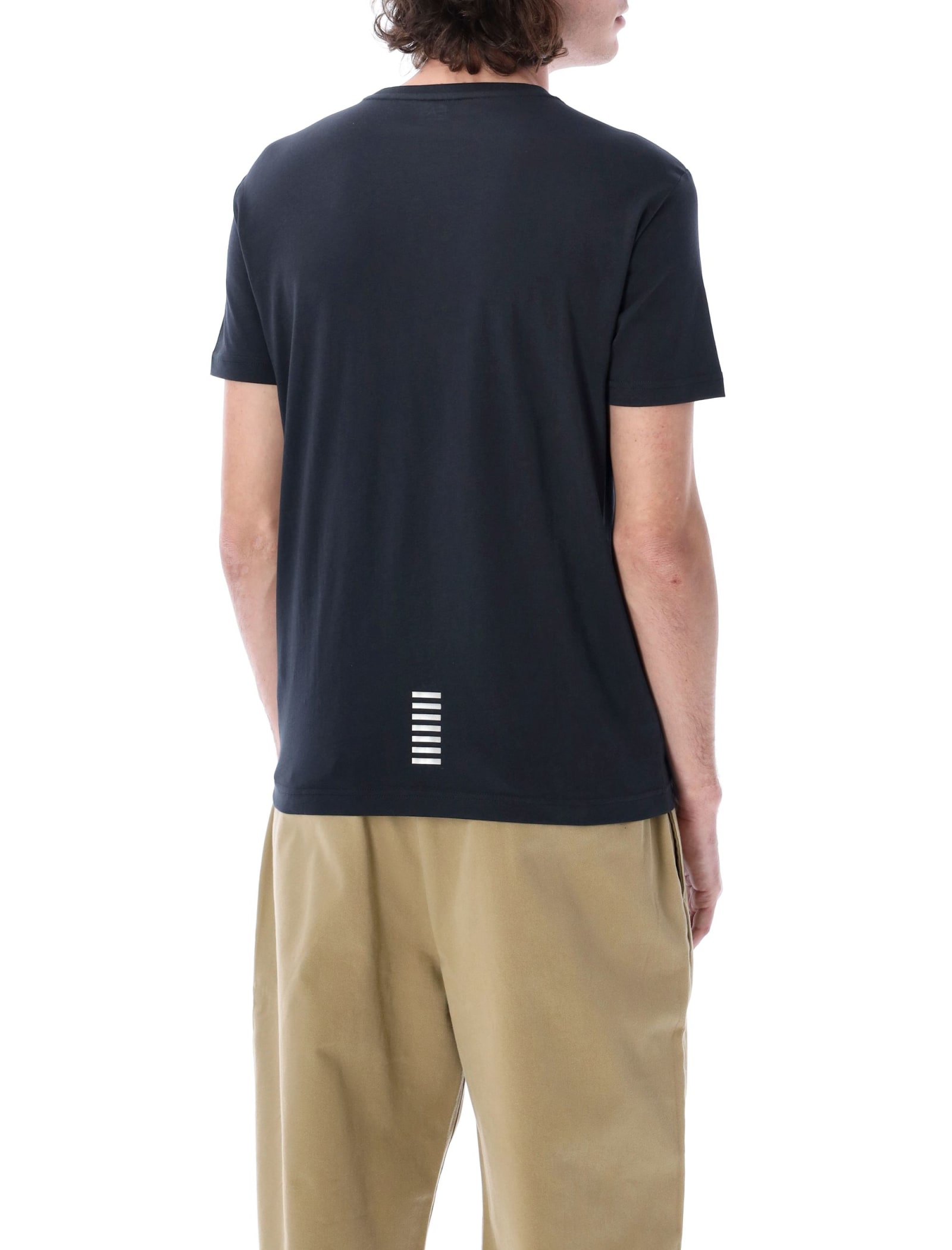 Shop Ea7 Core Identity Pima Cotton T-shirt In Night Blue