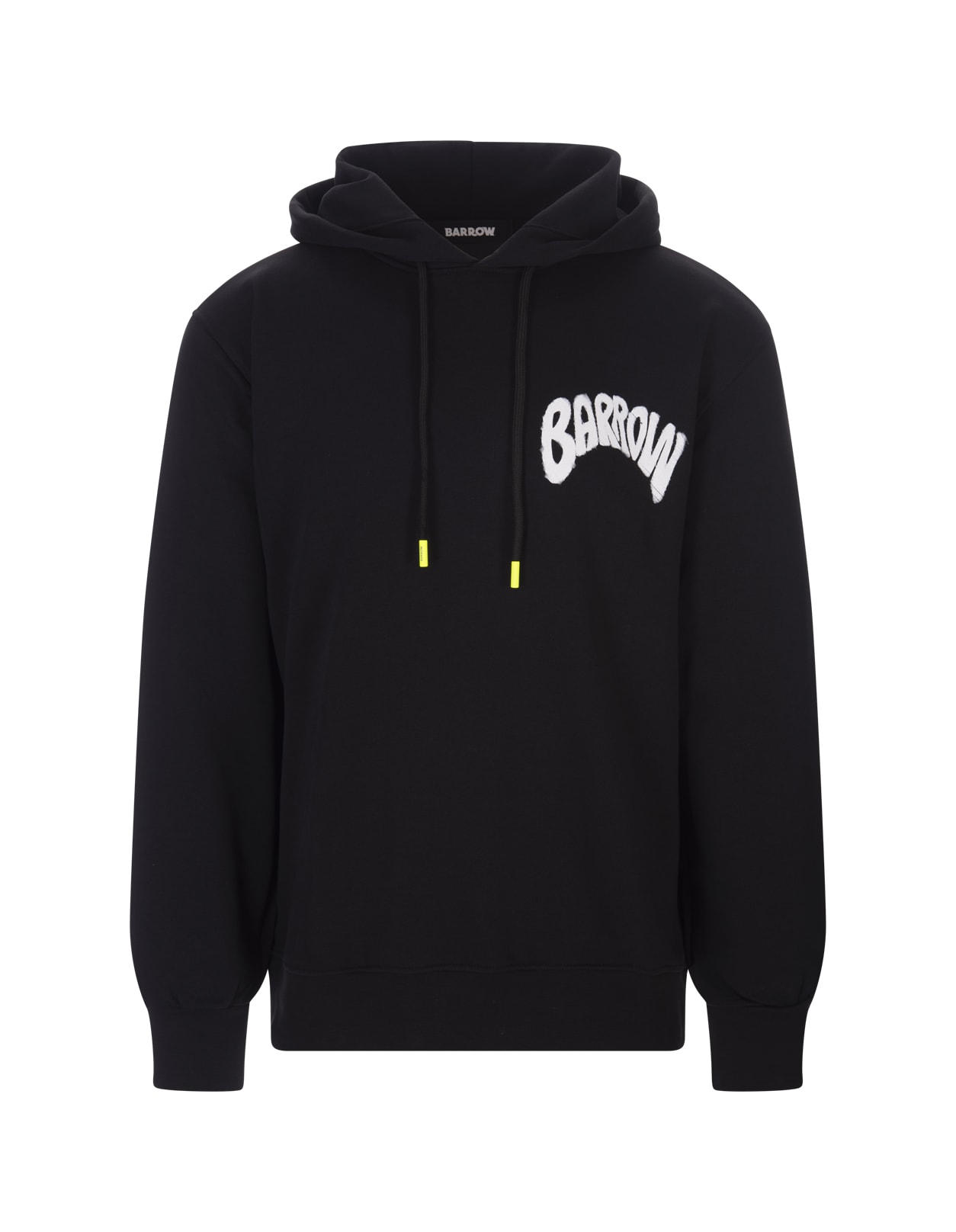 BARROW BLACK HOODIE WITH FRONT AND BACK LOGO PRINT