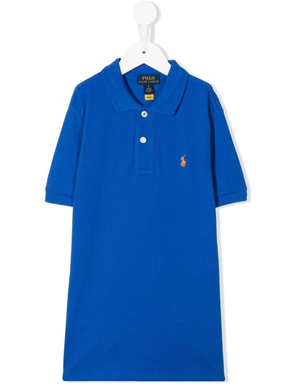 Ralph Lauren Kids Royal Blue Pique Polo Shirt With Contrasting Pony