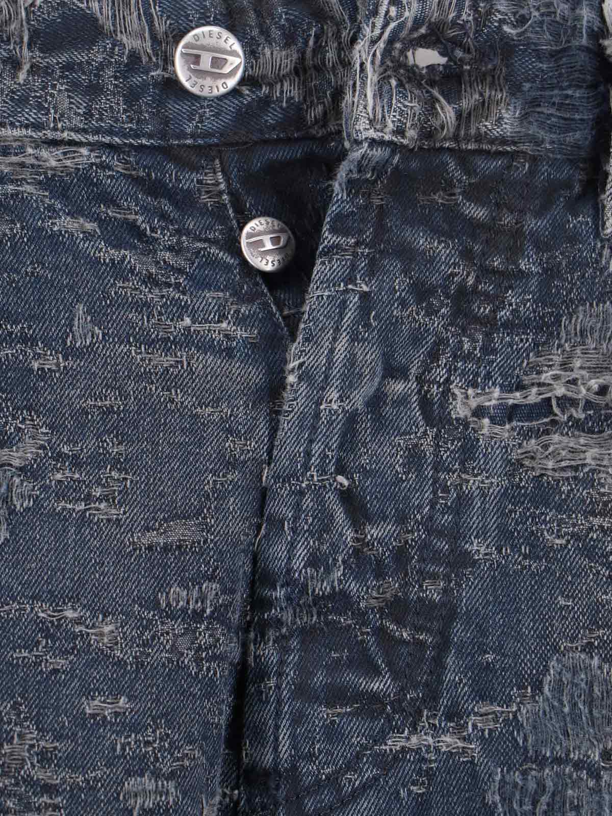 Diesel Wide-leg Trousers Distressed Texture In Blue