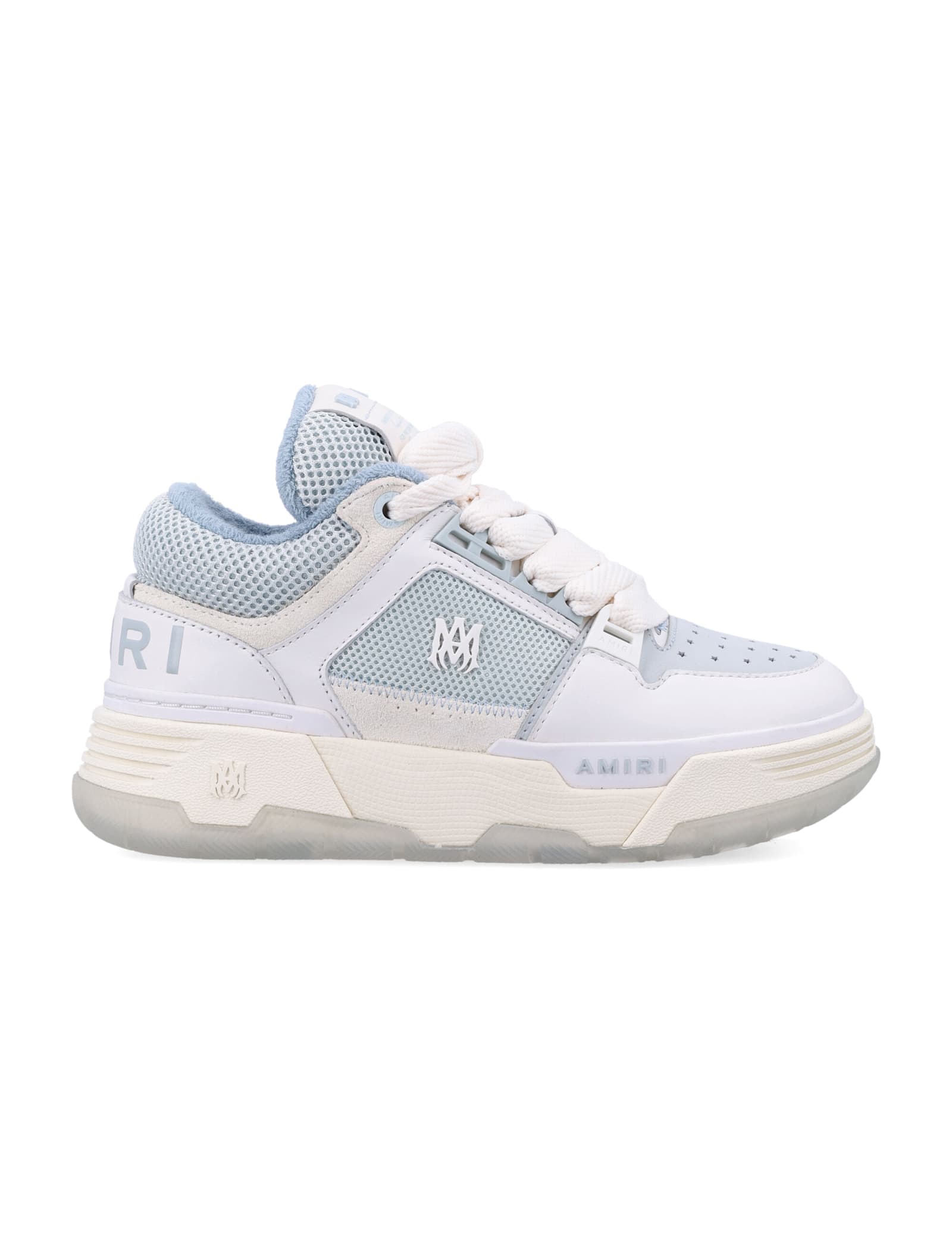 Amiri Chunky Sole Leather Mesh Sneakers In Ice Light Blue